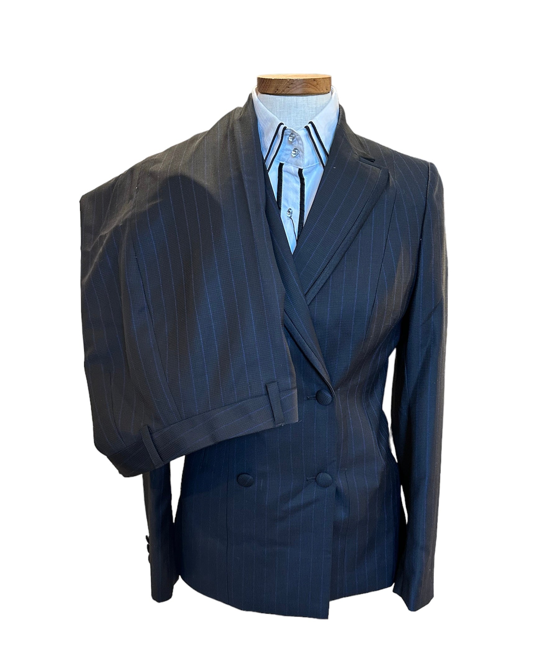 Western Showmanship Suit Black and Blue Stripe Fabric Code MA802040