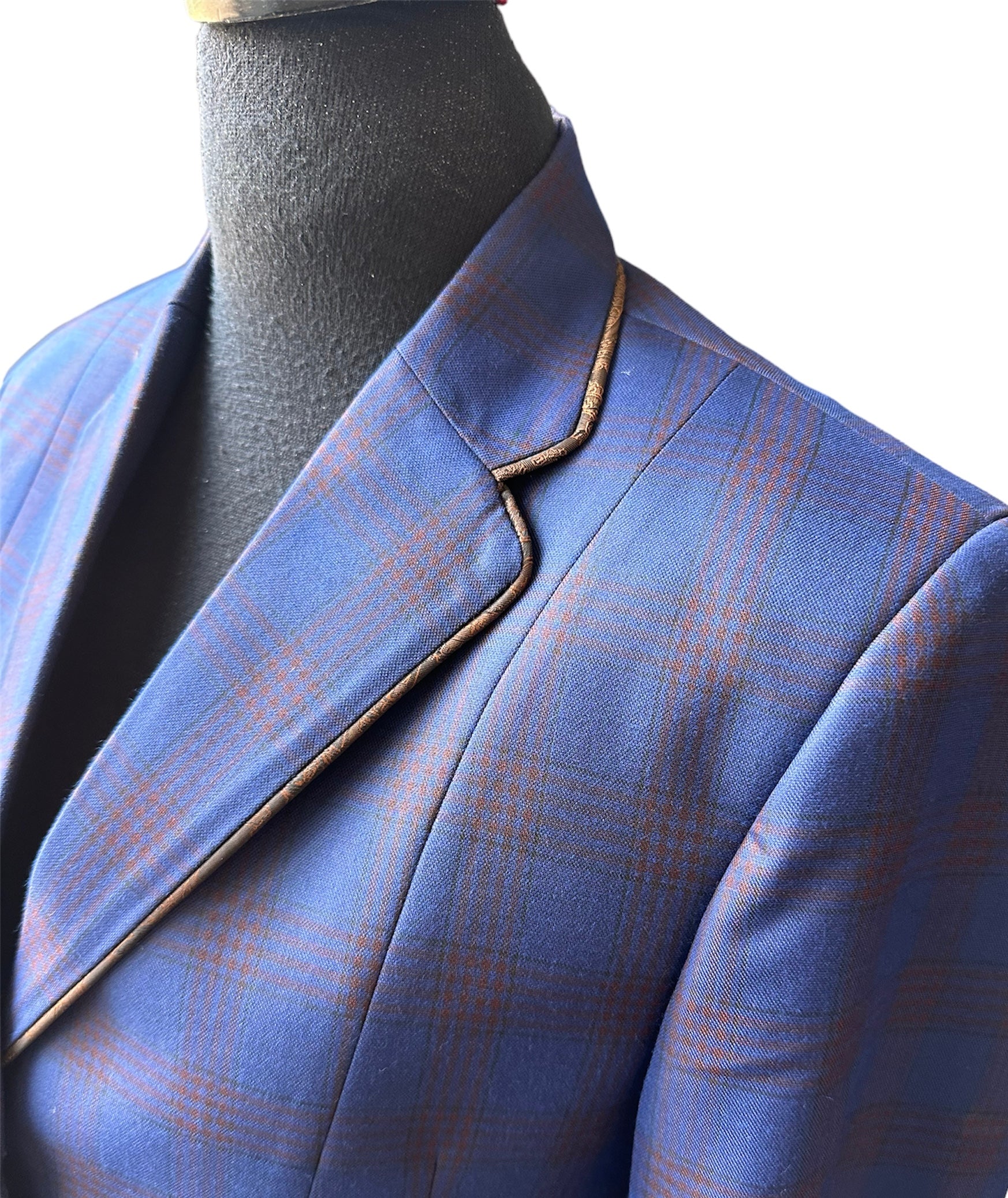 English Show Coat Blue and Bronze Plaid Fabric Code MOHIN *One Only*