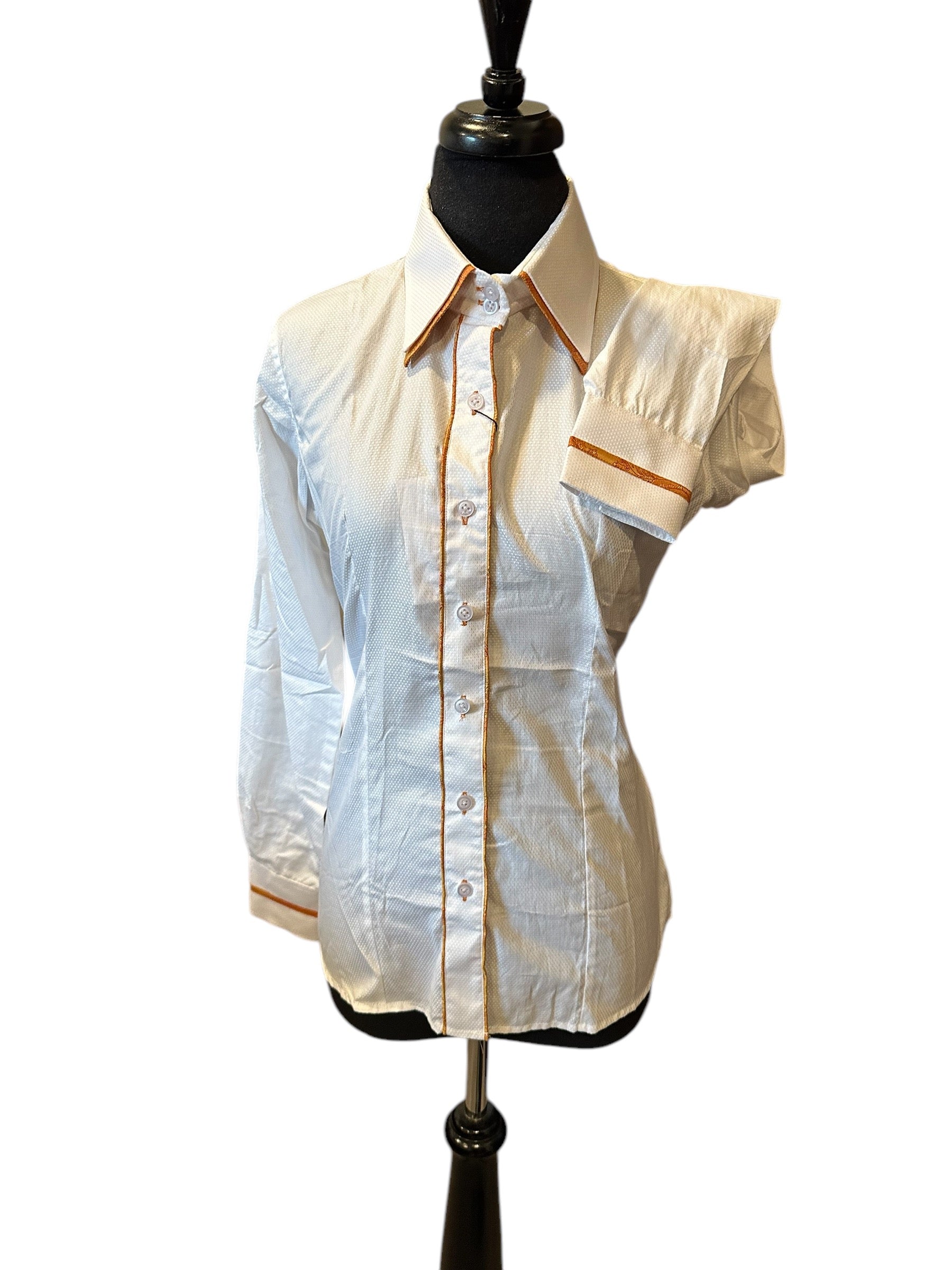 Western Button Up White with Gold