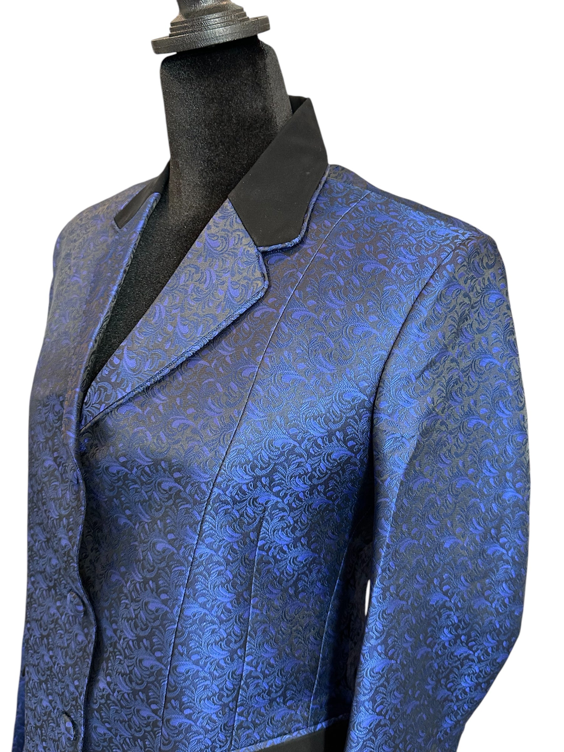 English Show Coat Blue Paisley Accented with Black