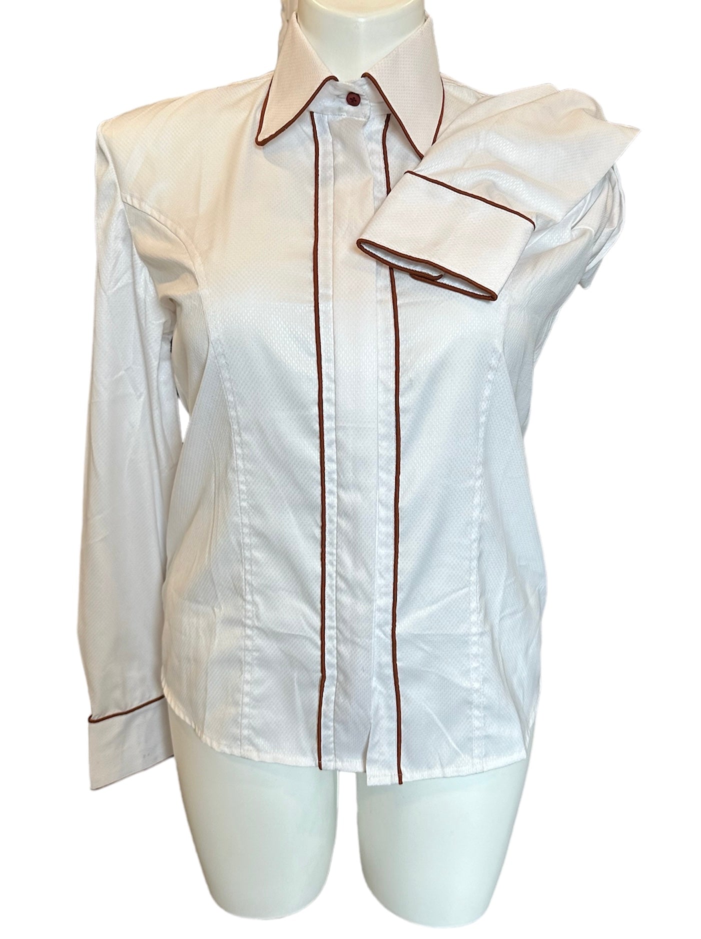 Western Shirt with Hidden Zipper white with Rust Pipe “E-Line”