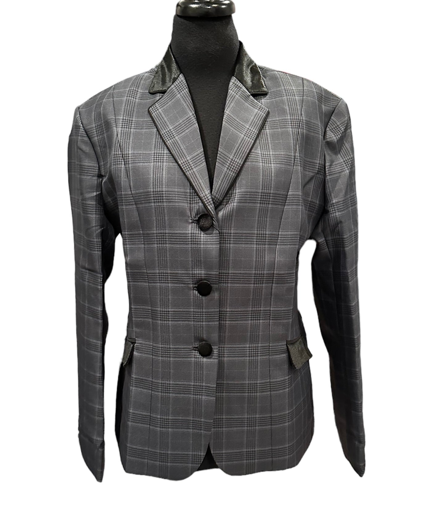 English Show Coat Grey and Black Plaid Fabric Code BL-001