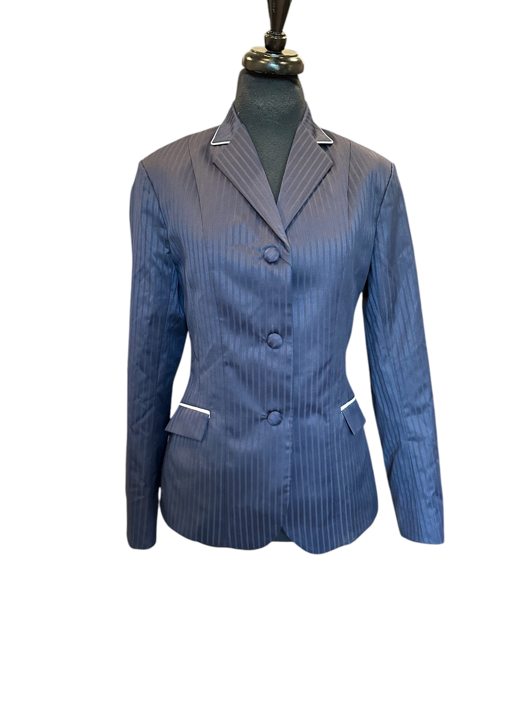 English Show Coat Navy Self Stripe Fabric Code HR-0111
