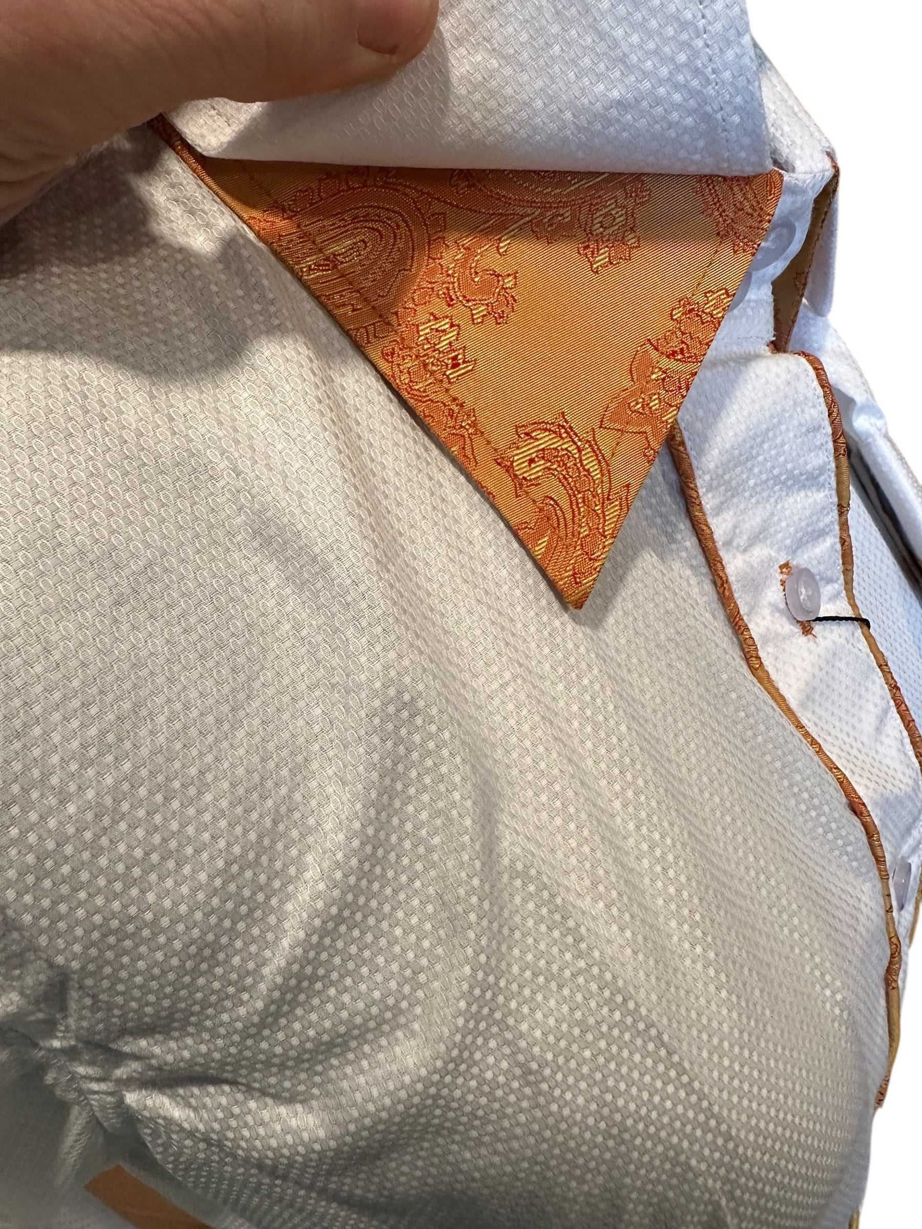 Western Button Up White with Gold