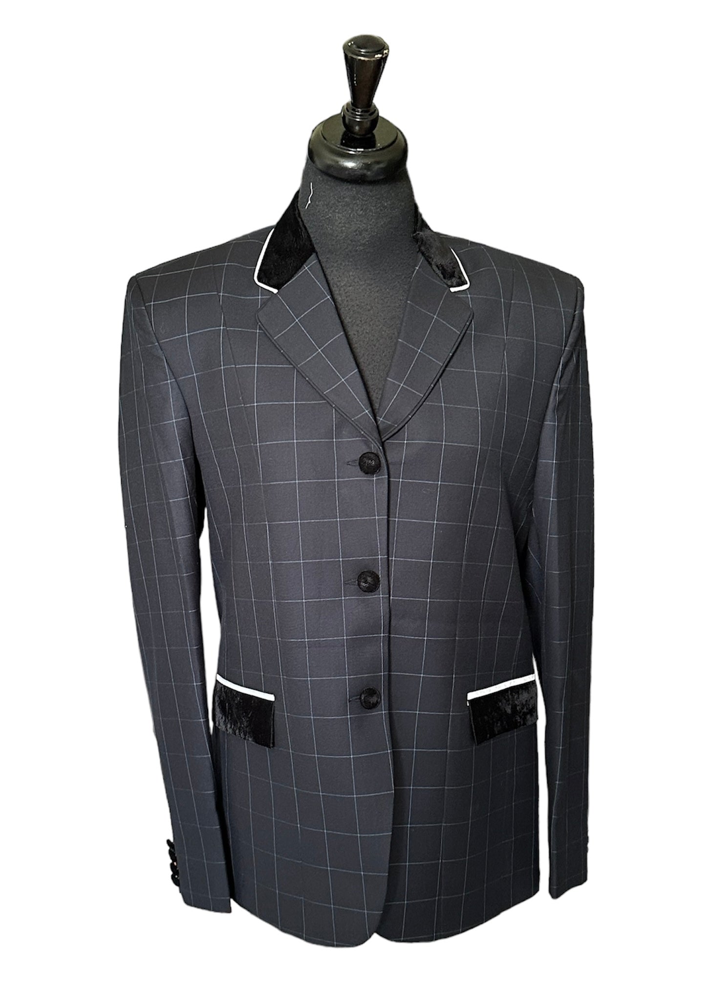 English Show coat Midnight with black velvet windowpane Fabric Cide MD0807