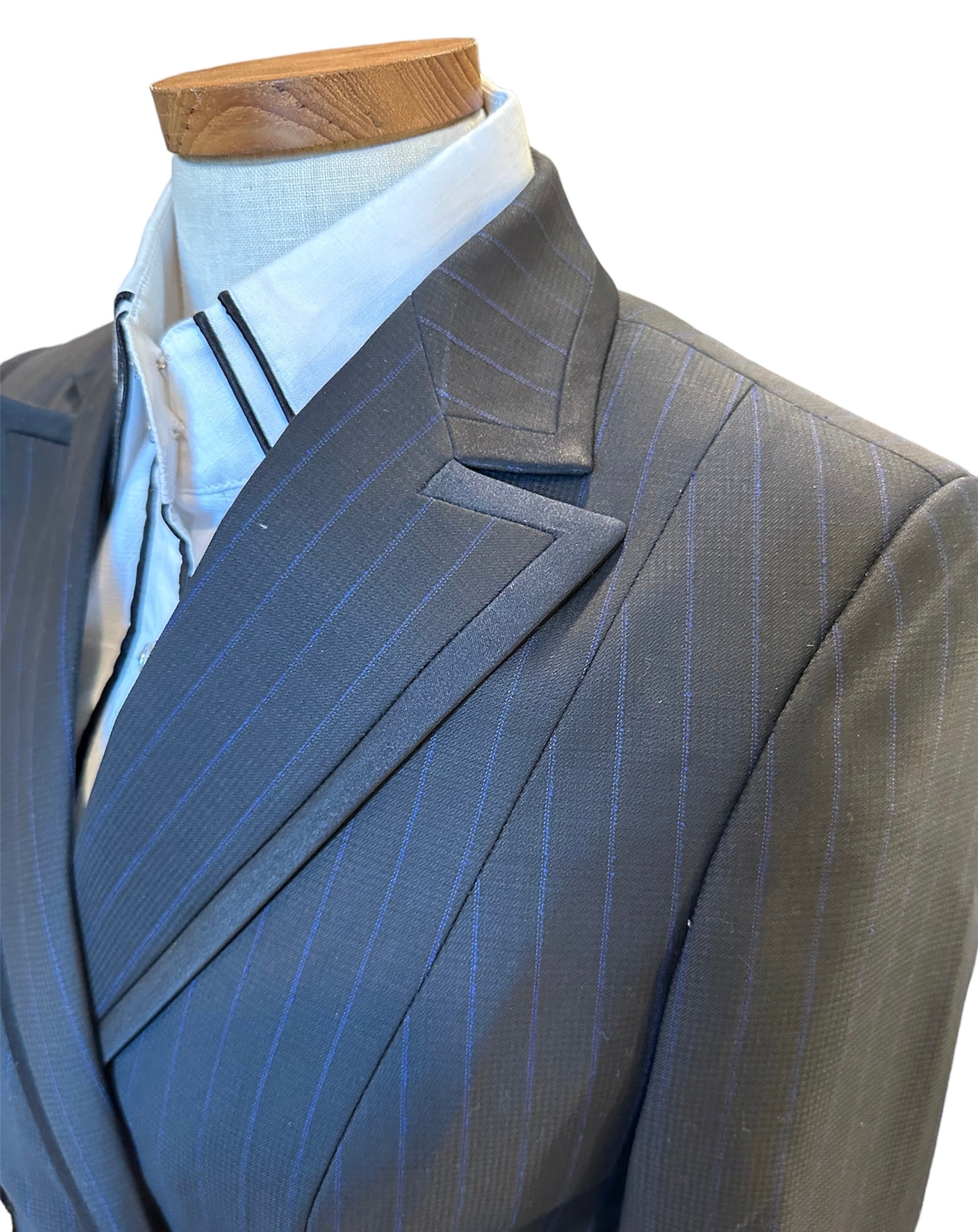 Western Showmanship Suit Black and Blue Stripe Fabric Code MA802040