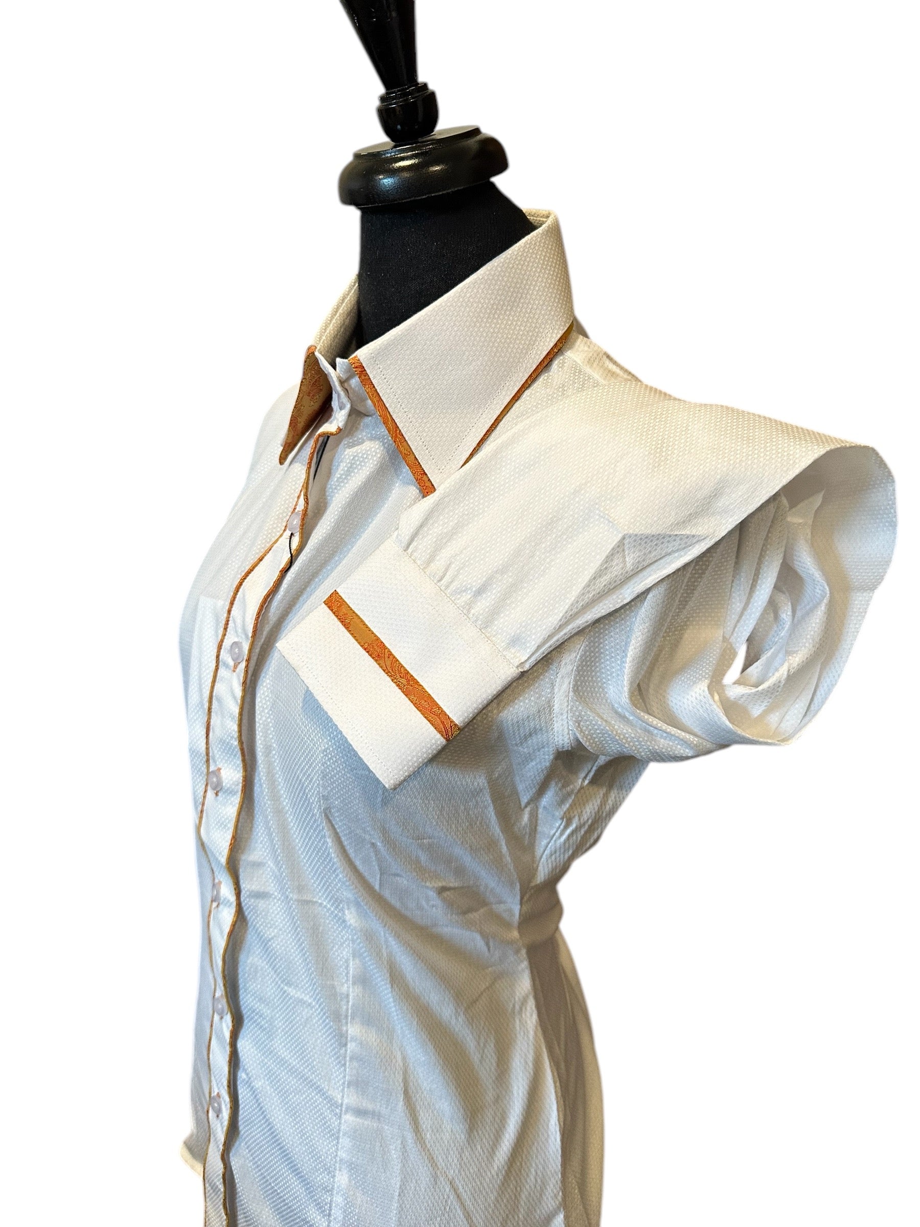 Western Button Up White with Gold