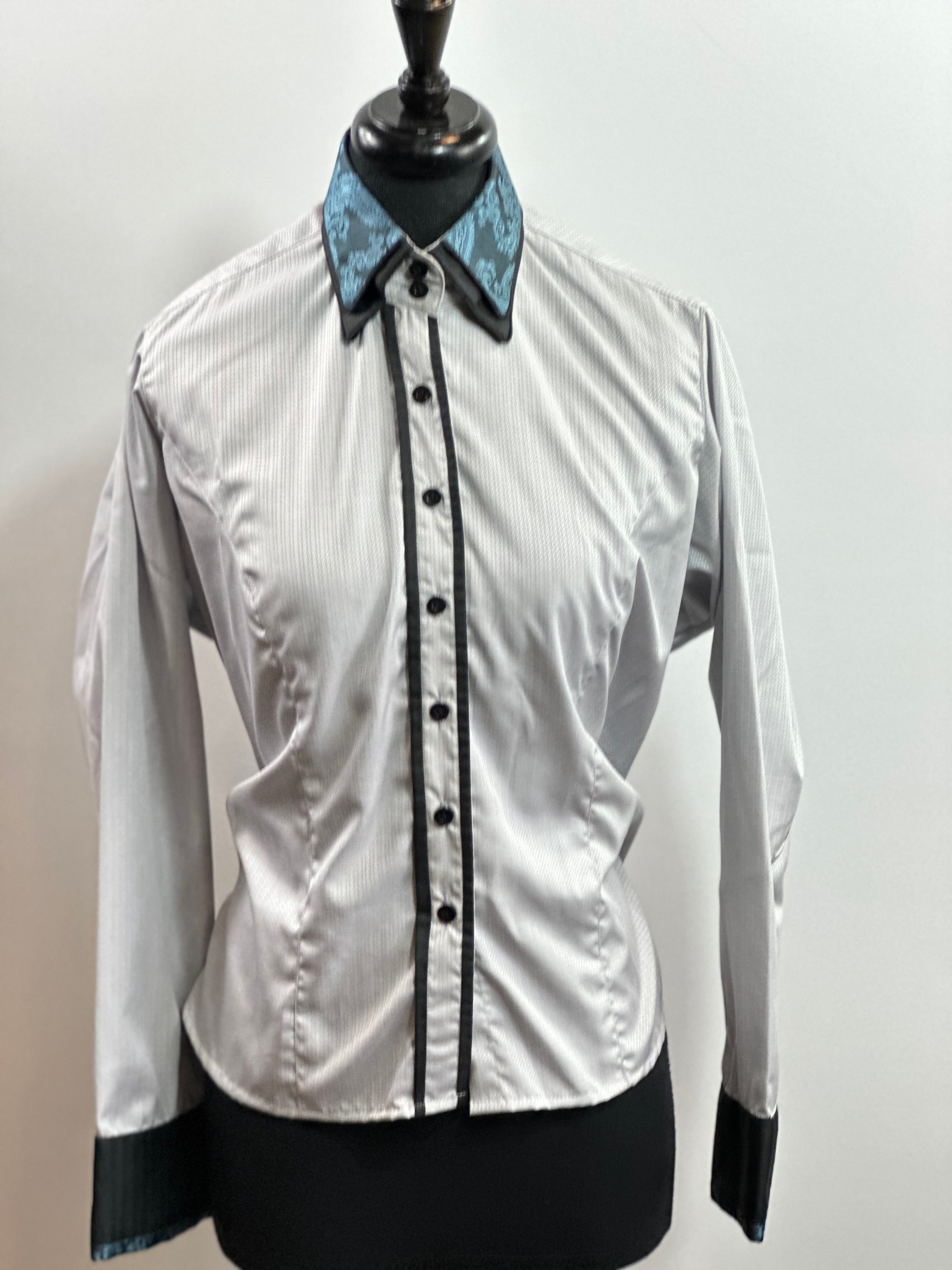 Western Button Up Grey with Teal and Black