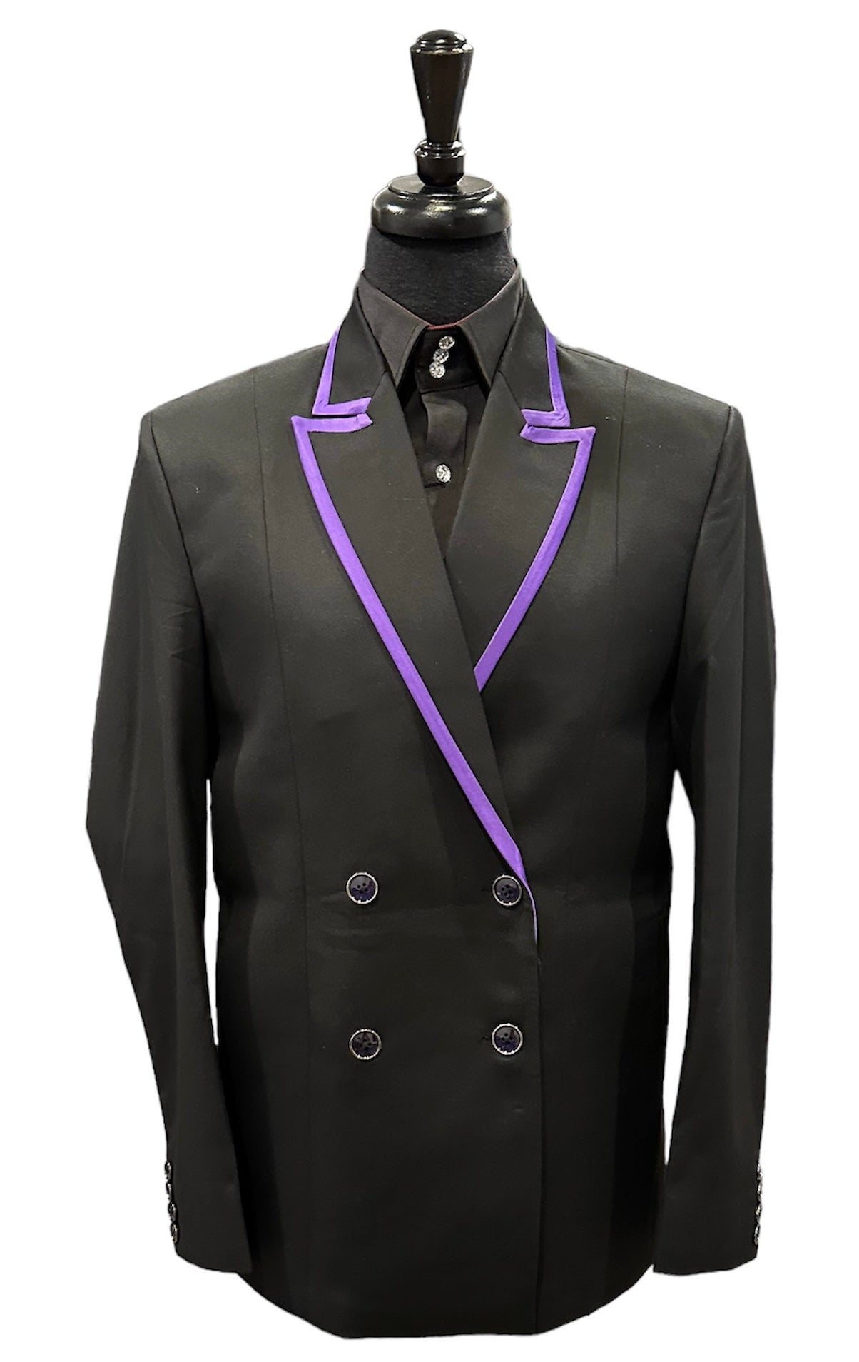 Showmanship Suit Black and Purple Double Breast Front “E Line”