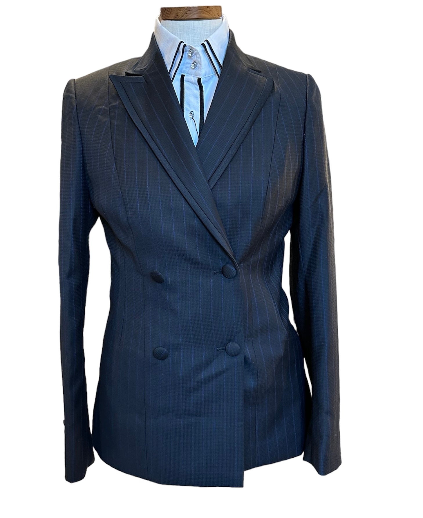 Western Showmanship Suit Black and Blue Stripe Fabric Code MA802040