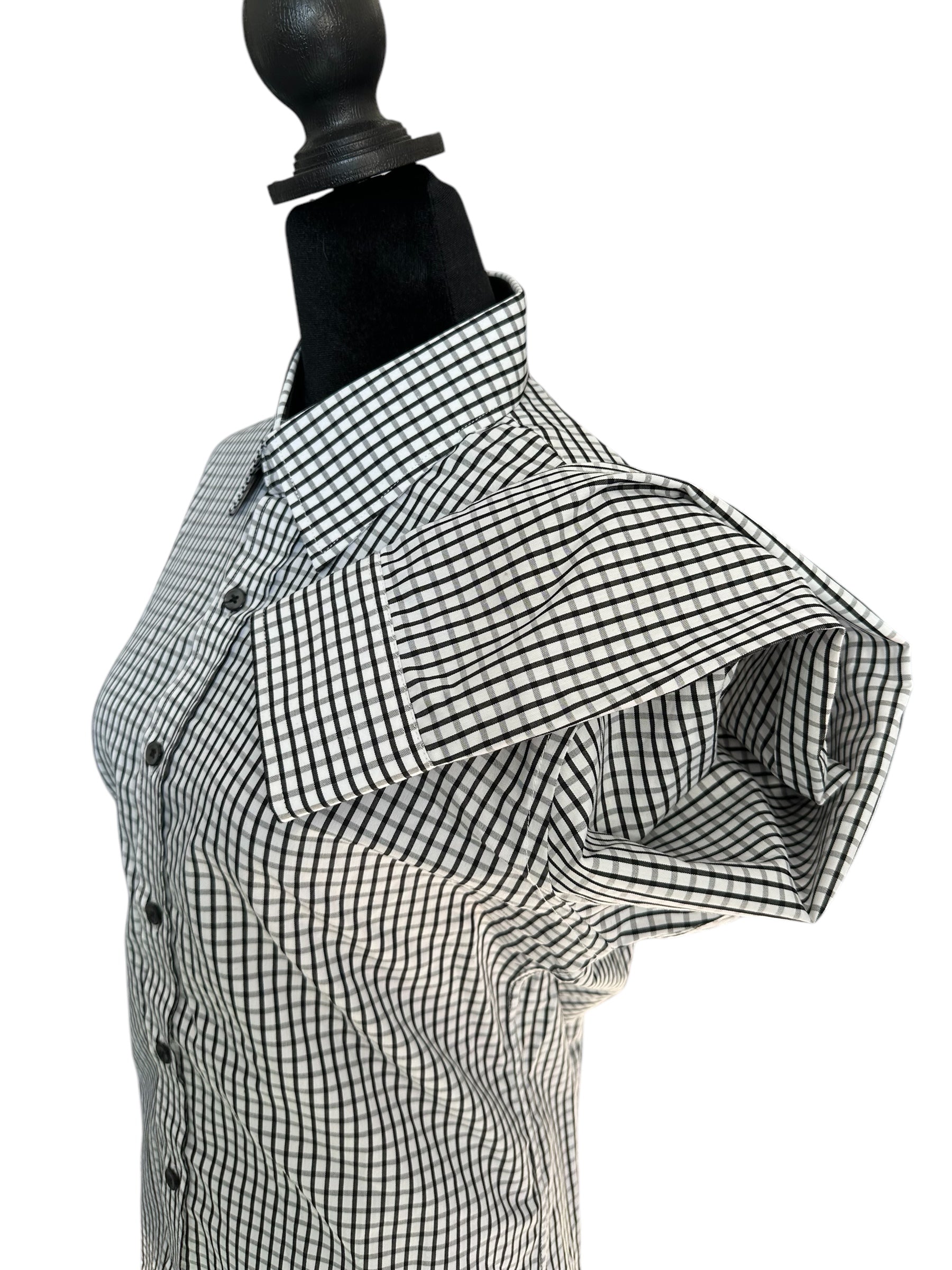 Western Button Up Black Nad White Plaid