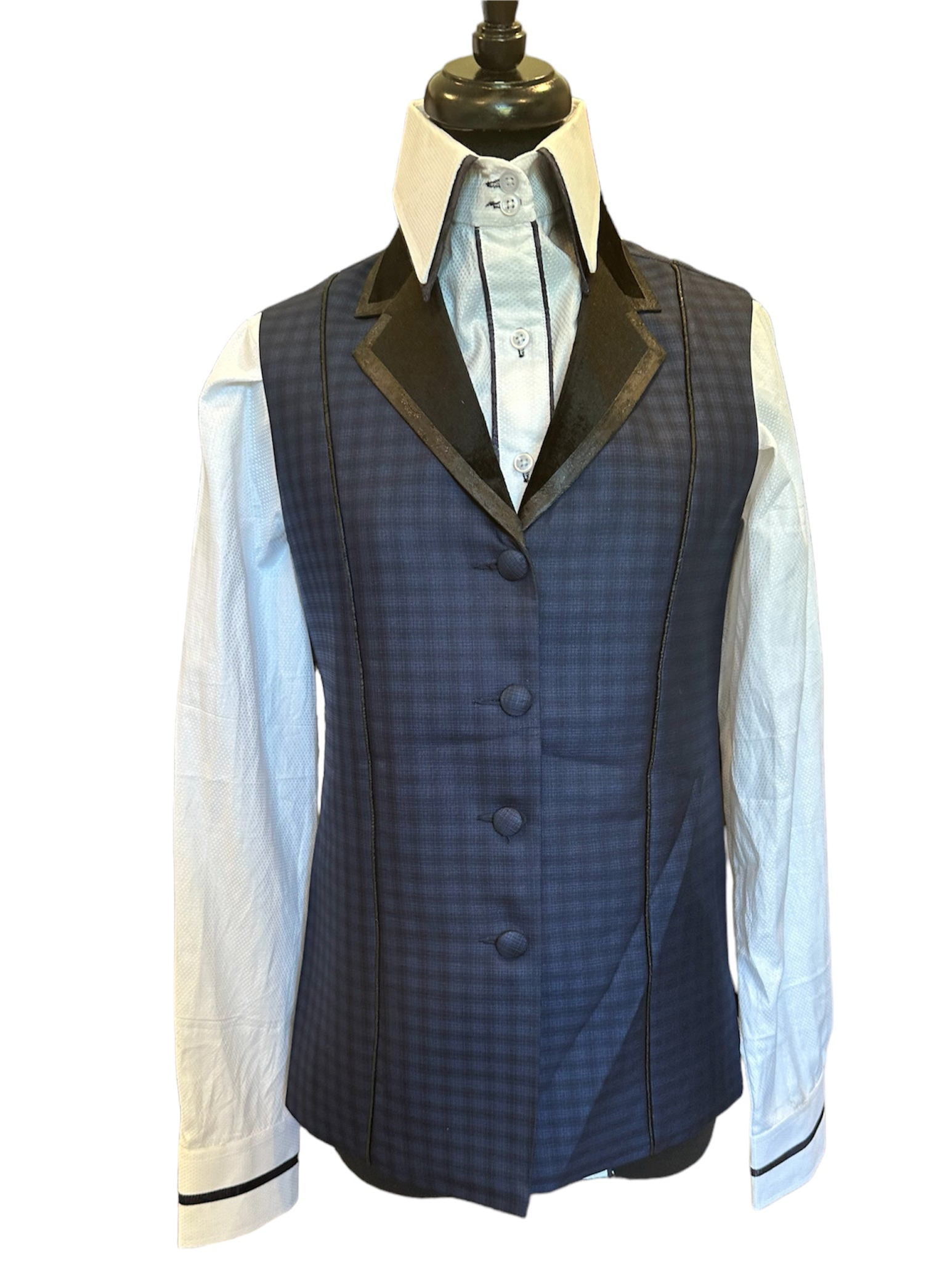 Western Vest Black and Blue Plaid