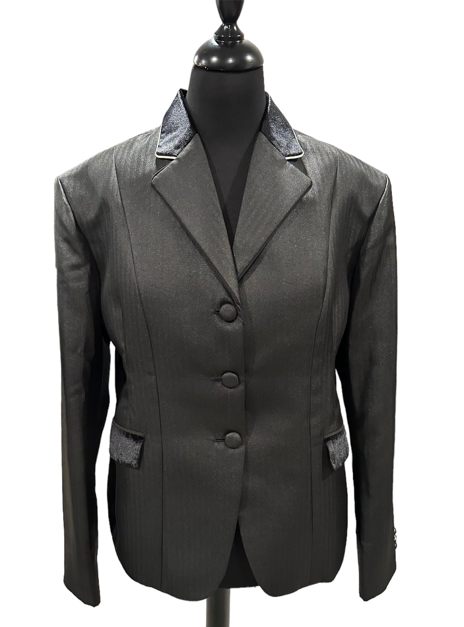 English Show Coat Black Self Stripe Fabric Code R355