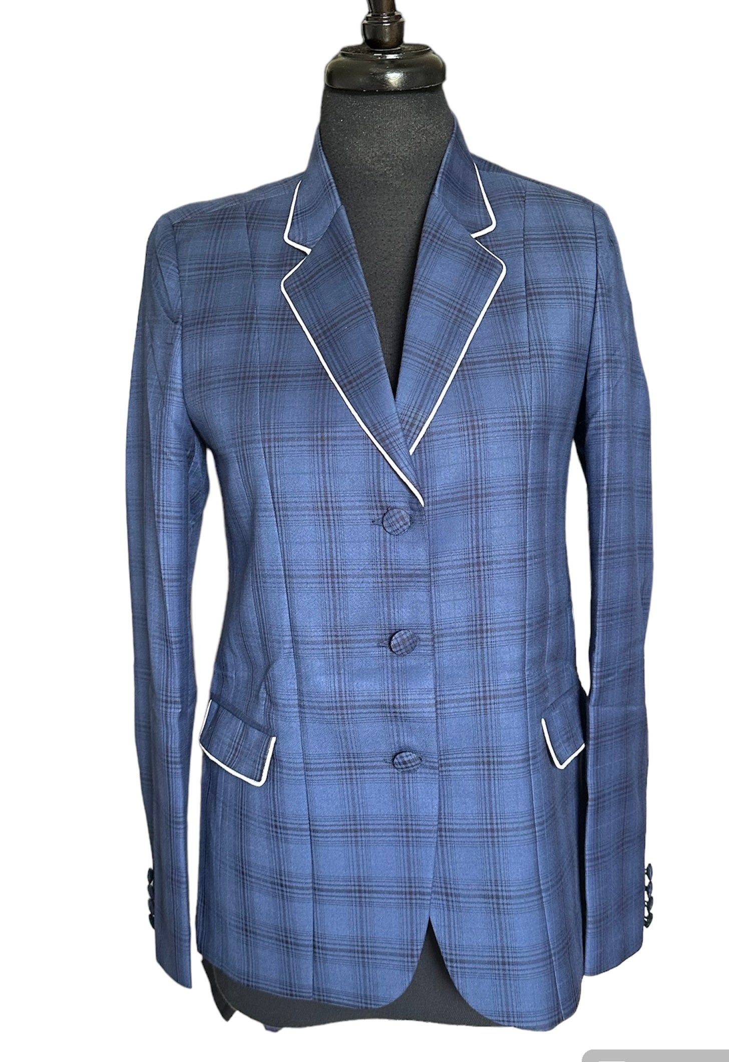 English Show Coat Blue Plaid with White MHD0515