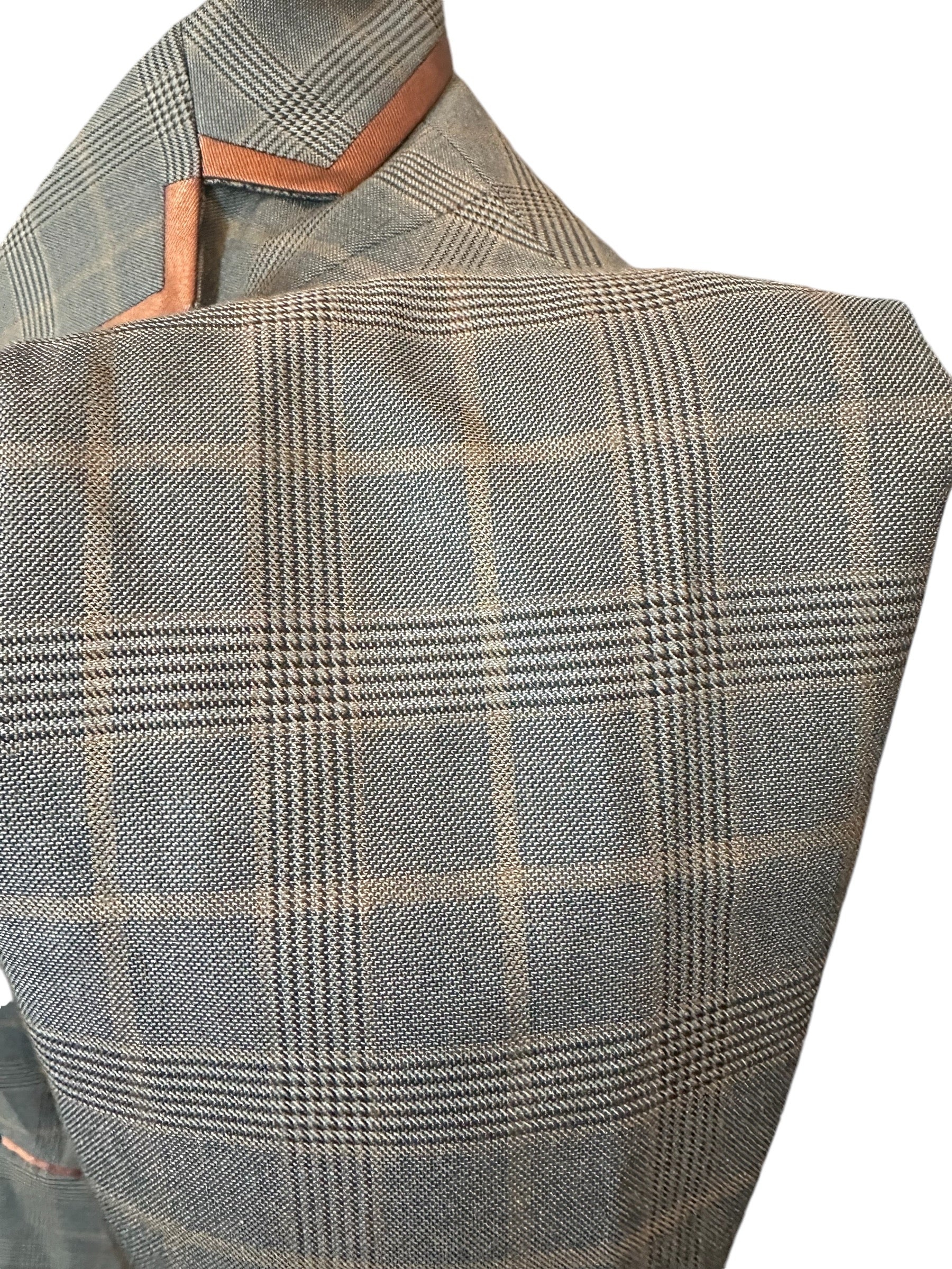 English Show Coat Grey with Rust Plaid Fabric Code R357
