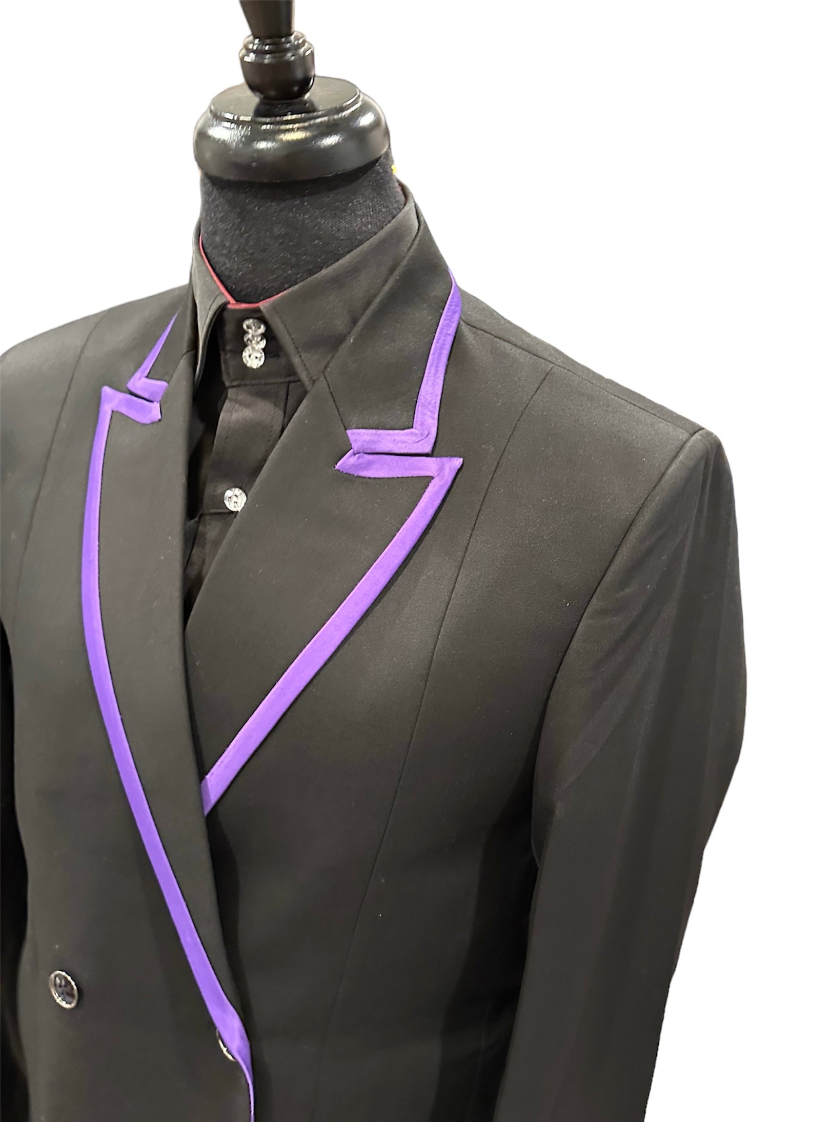 Showmanship Suit Black and Purple Double Breast Front “E Line”