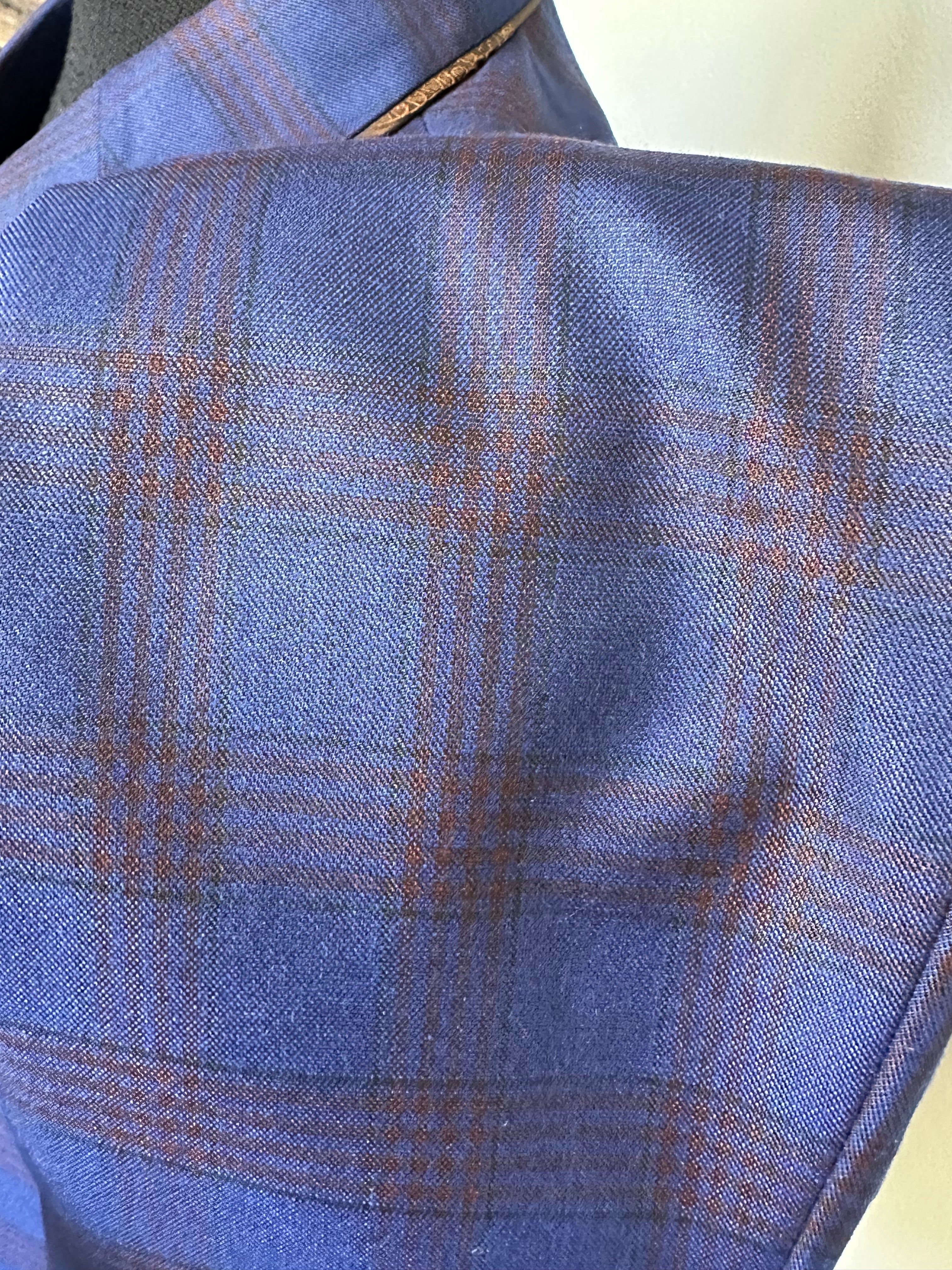 English Show Coat Blue and Bronze Plaid Fabric Code MOHIN *One Only*
