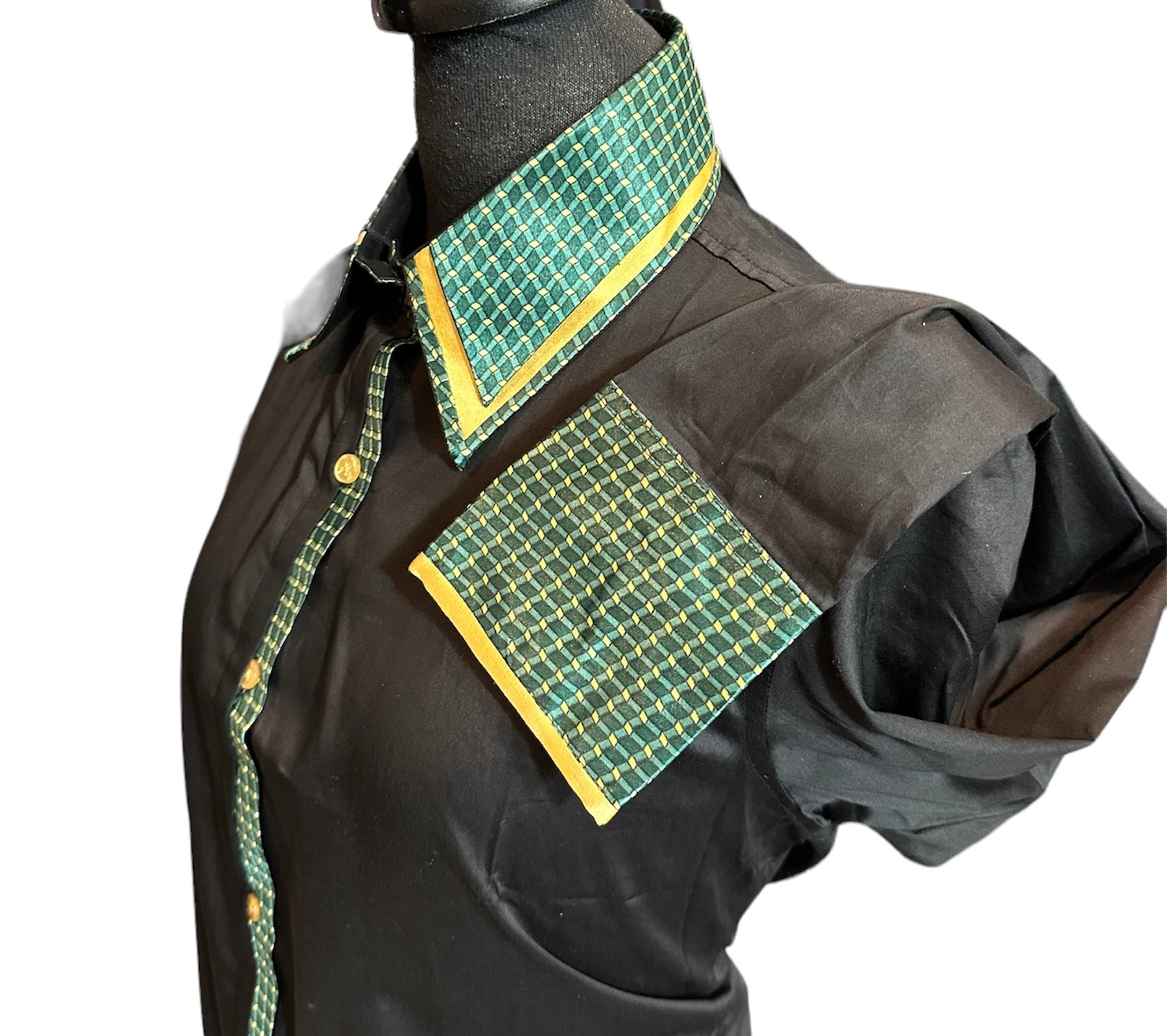 ‼️NEW‼️Western Button Up Black With Green and Gold ONE ONLY