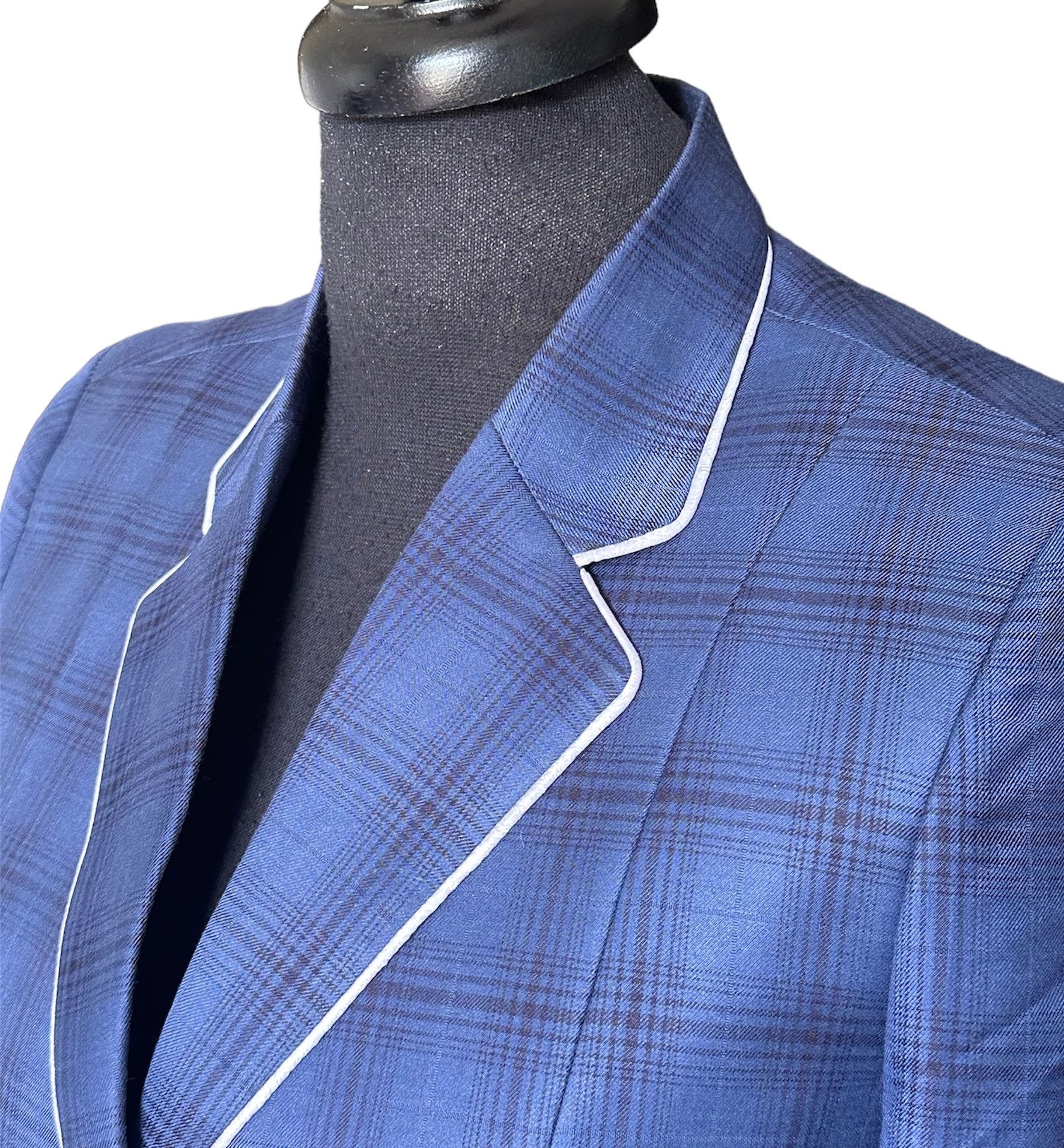 English Show Coat Blue Plaid with White MHD0515