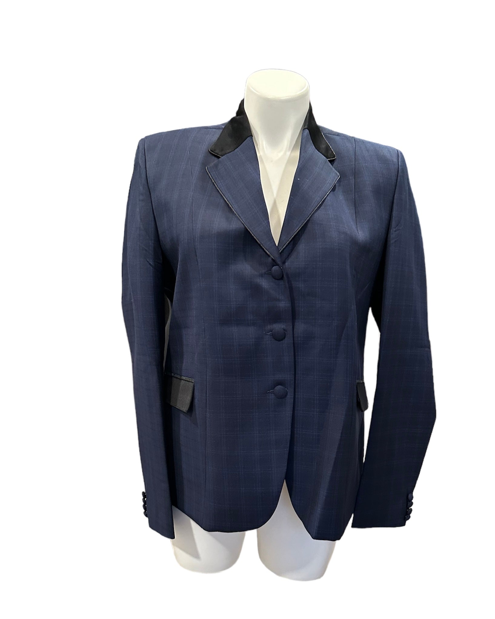 English Show Coat Navy and Black Plaid Plus Size