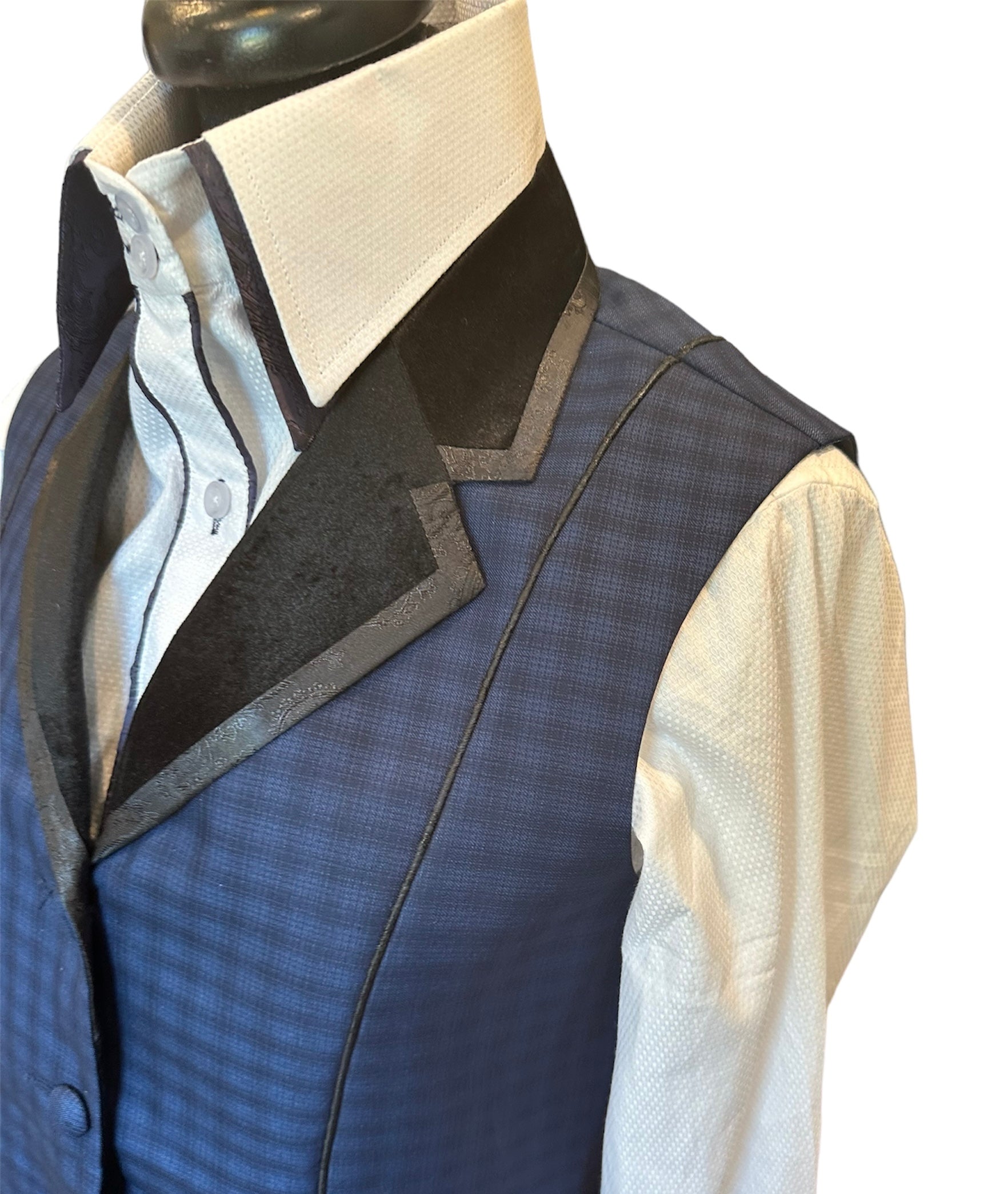Western Vest Black and Blue Plaid
