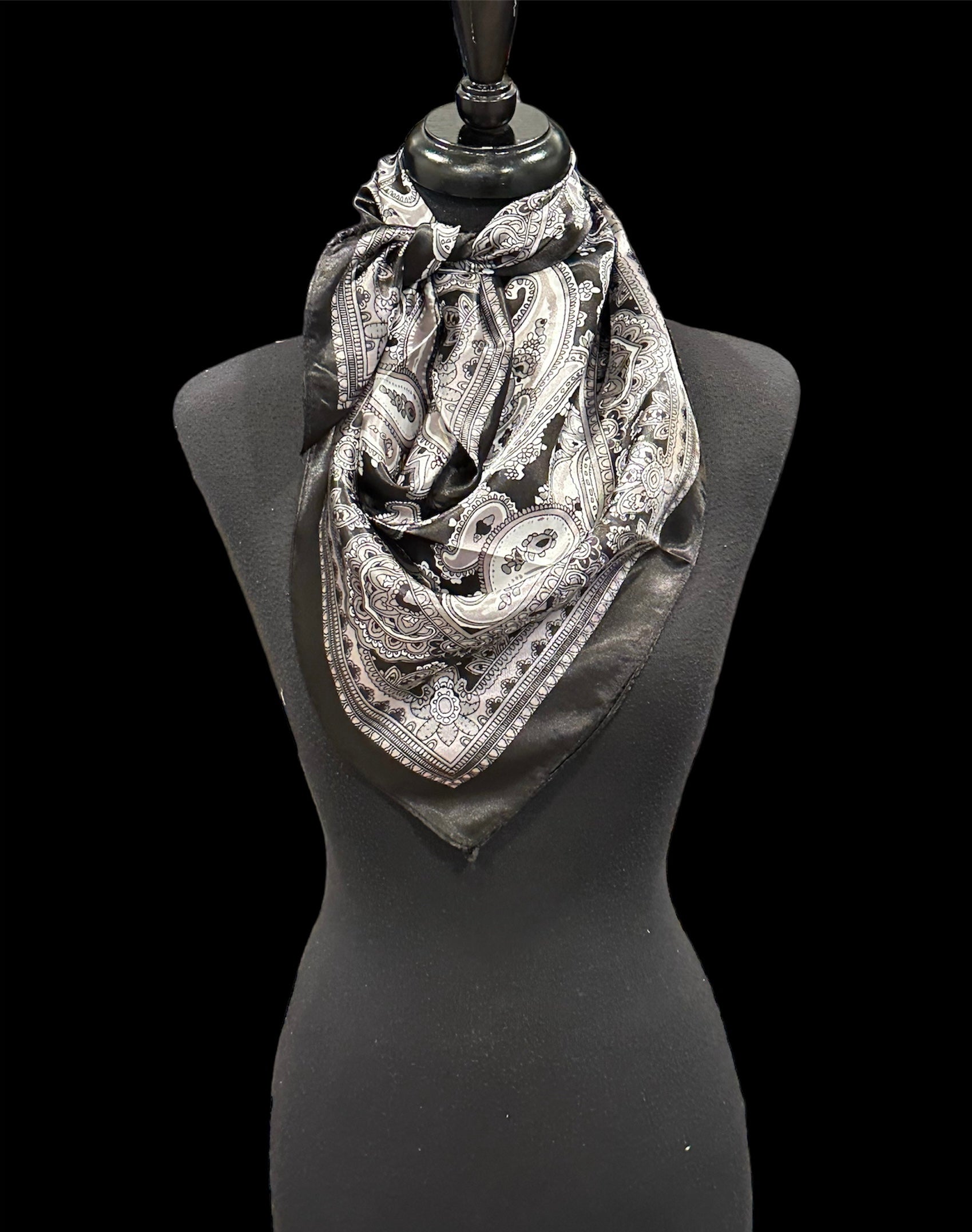 Ranch Scarves Black, Grey Paisley