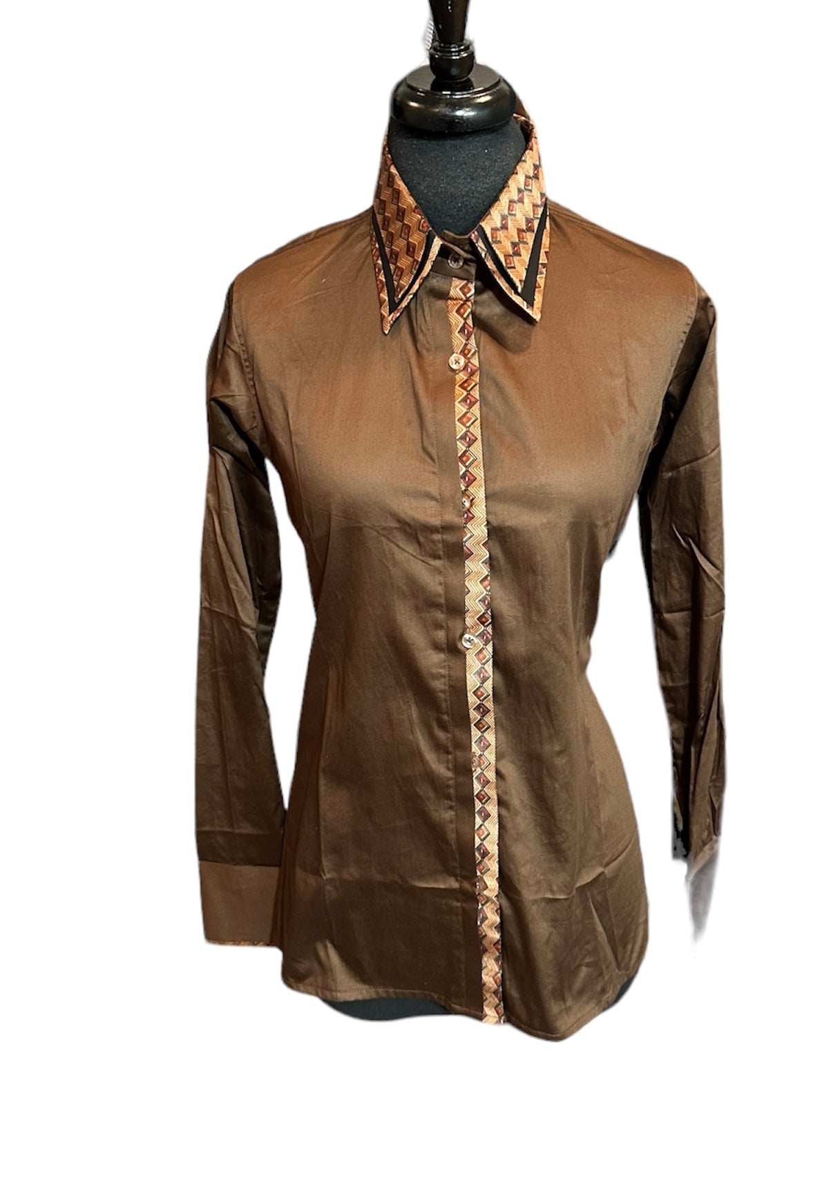 ‼️NEW‼️Western Button Up Brown with Brown,Black and Tan Accents ONE ONLY