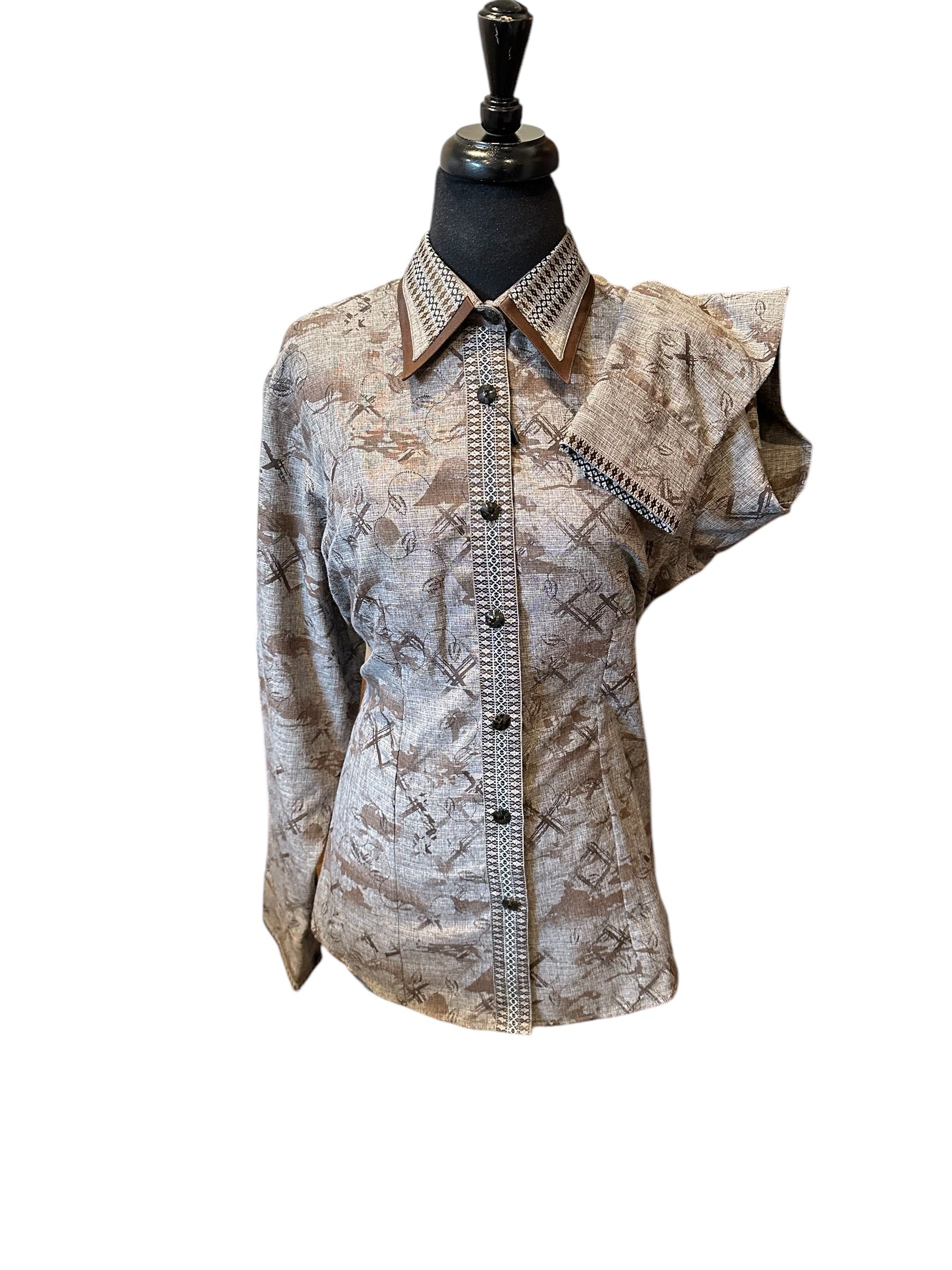 Western Button Up Brown Aztec