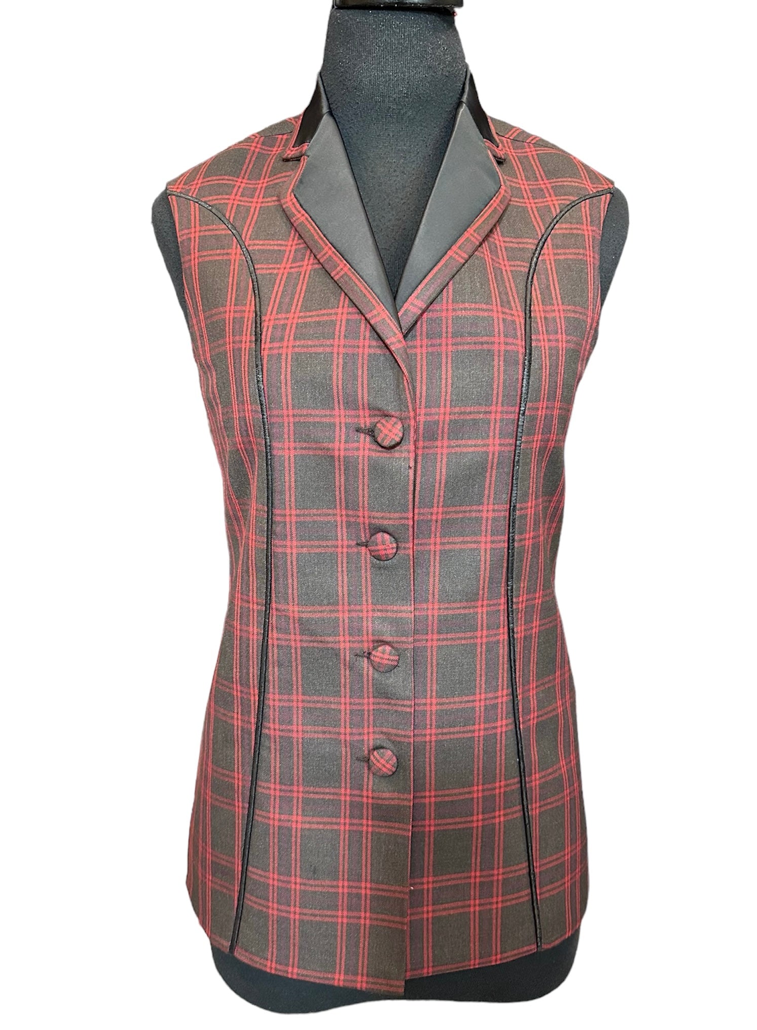 Western Vest Red,Grey and Black Plaid