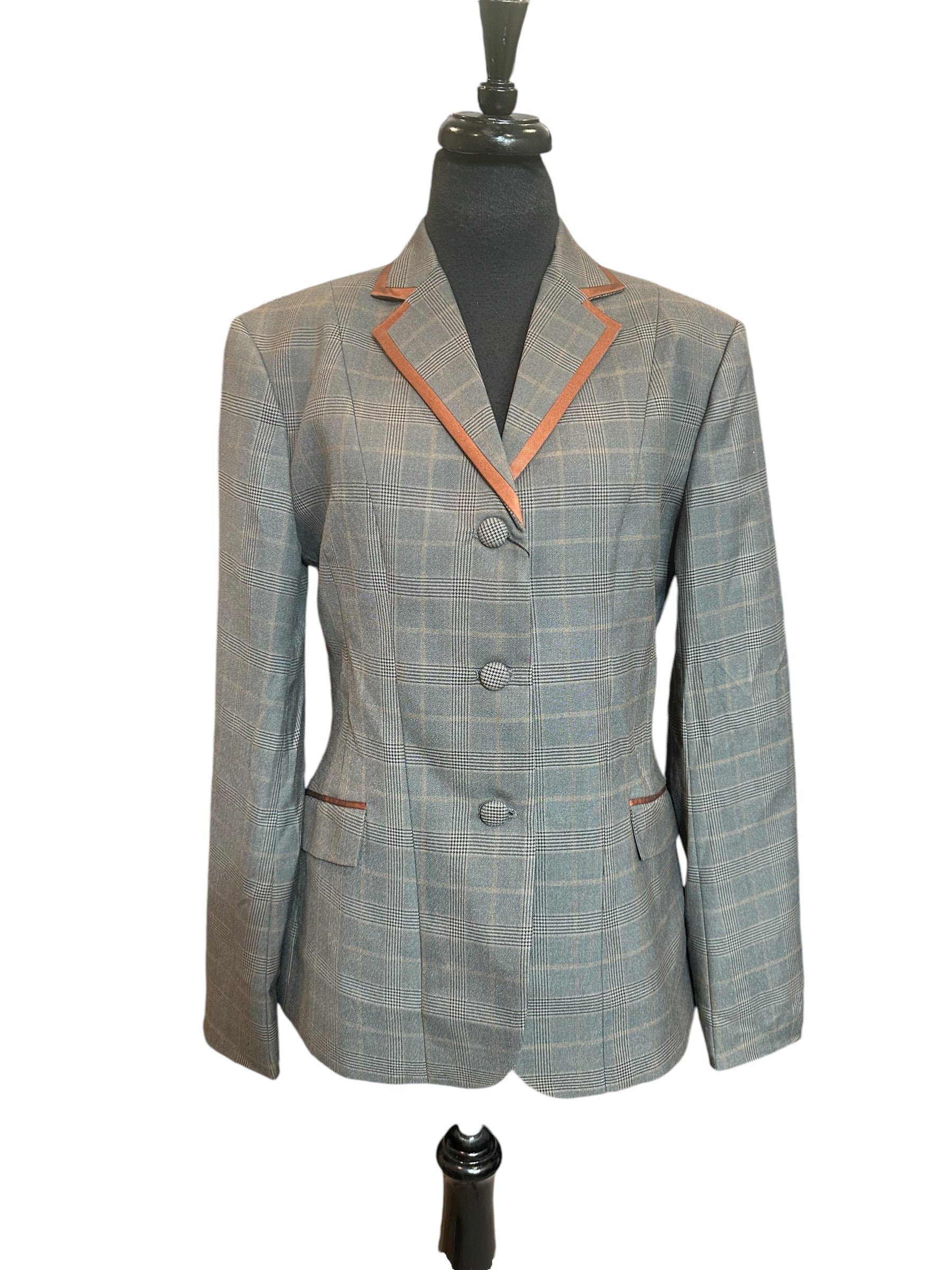 English Show Coat Grey with Rust Plaid Fabric Code R357