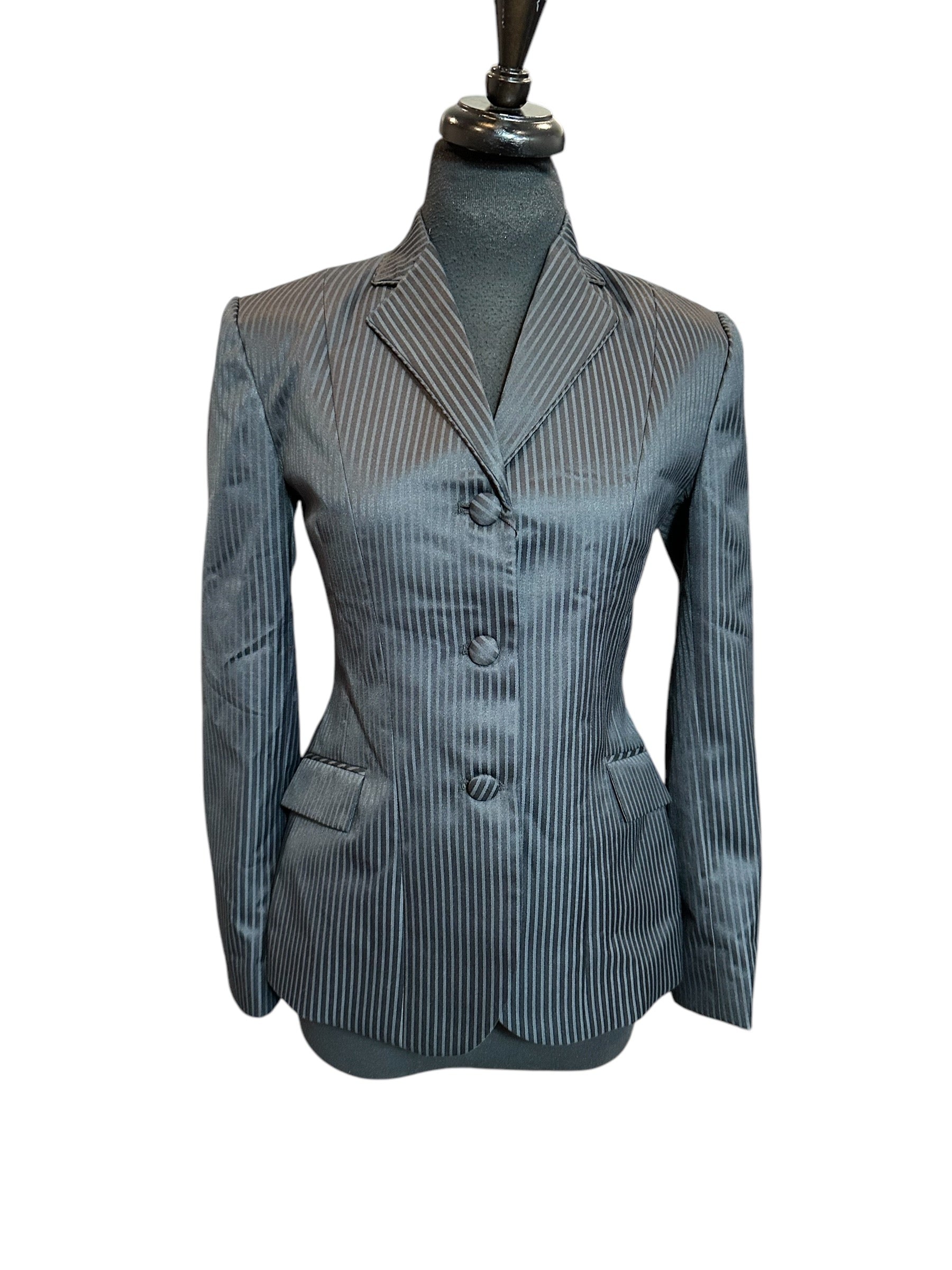 English Show Coat Dark Navy Self Stripe Fabric Code HR-0109