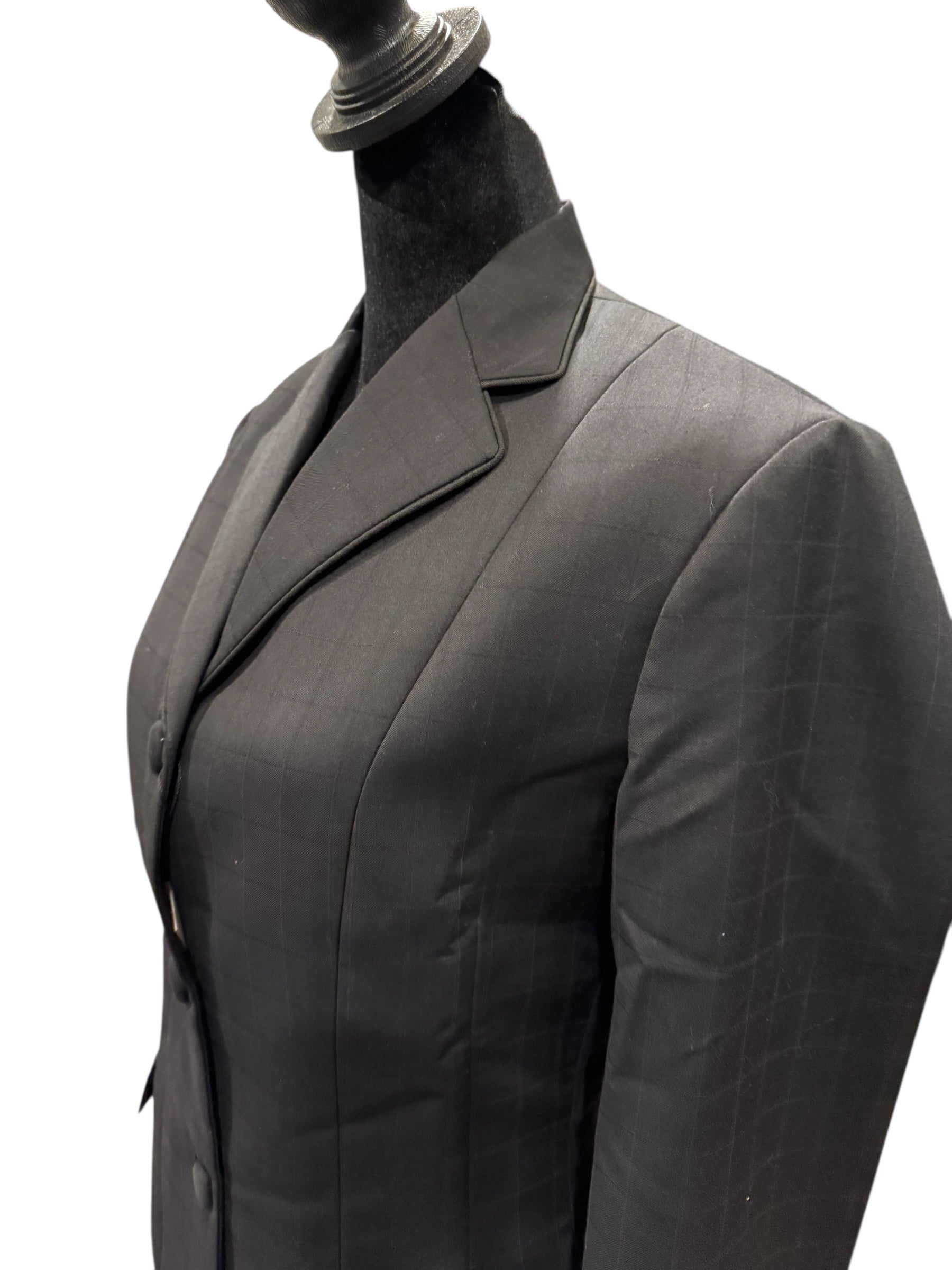 English Show Coat Black Windowpane Fabric Code R148