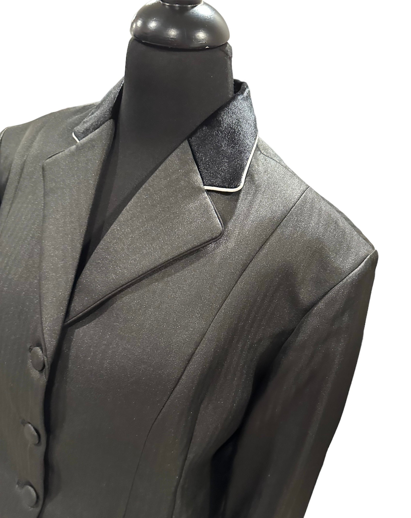 English Show Coat Black Self Stripe Fabric Code R355