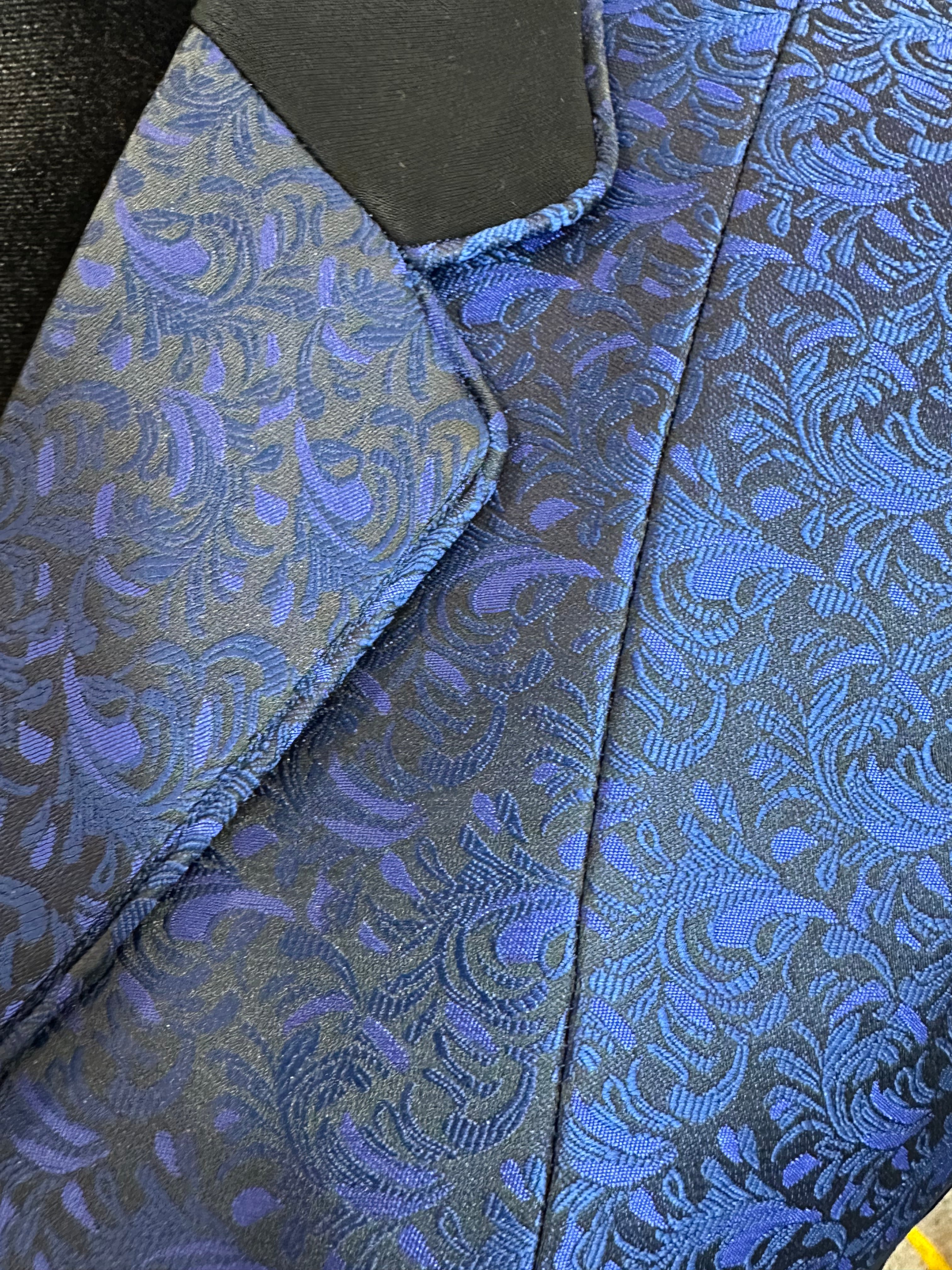 English Show Coat Blue Paisley Accented with Black