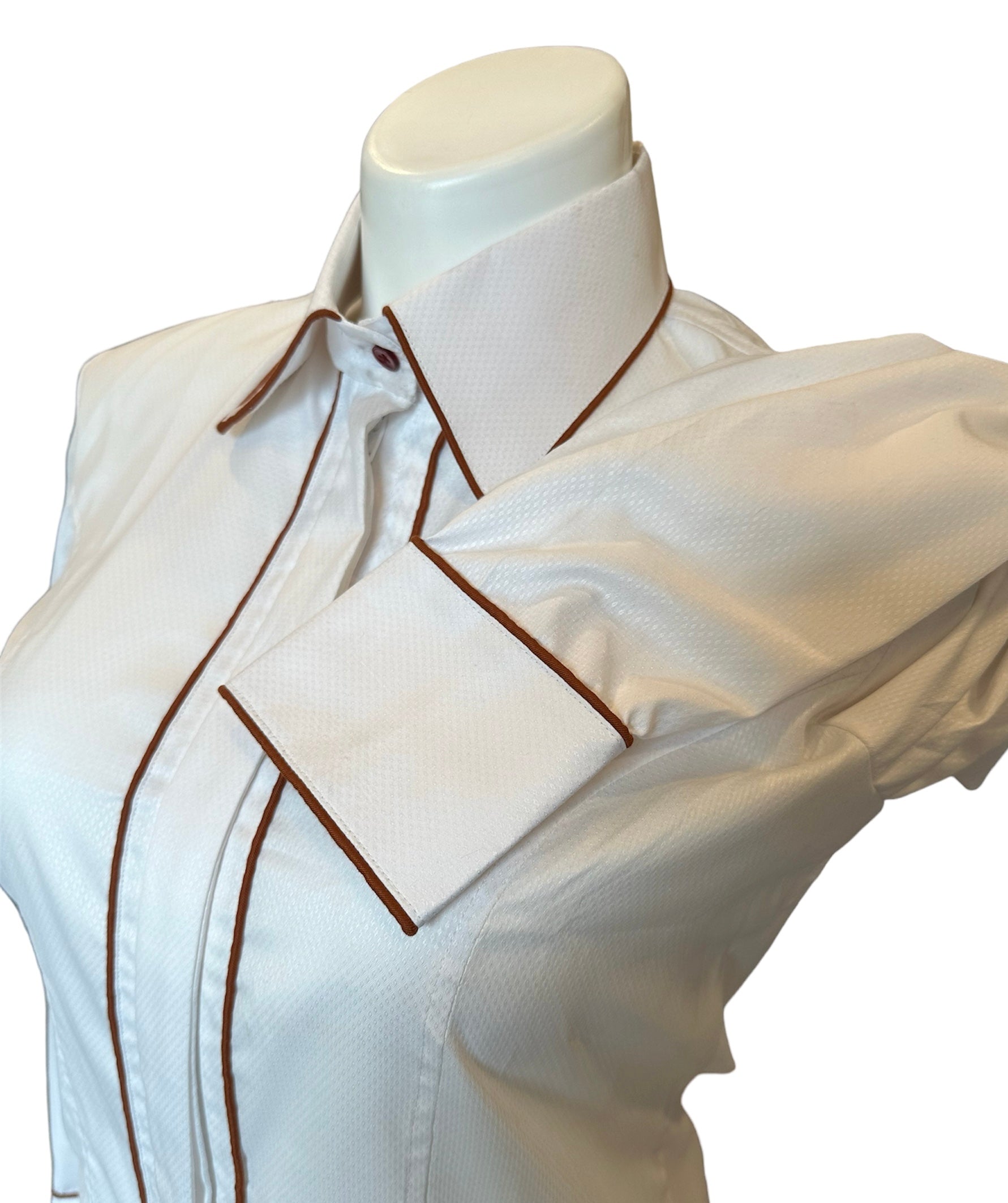 Western Shirt with Hidden Zipper white with Rust Pipe “E-Line”