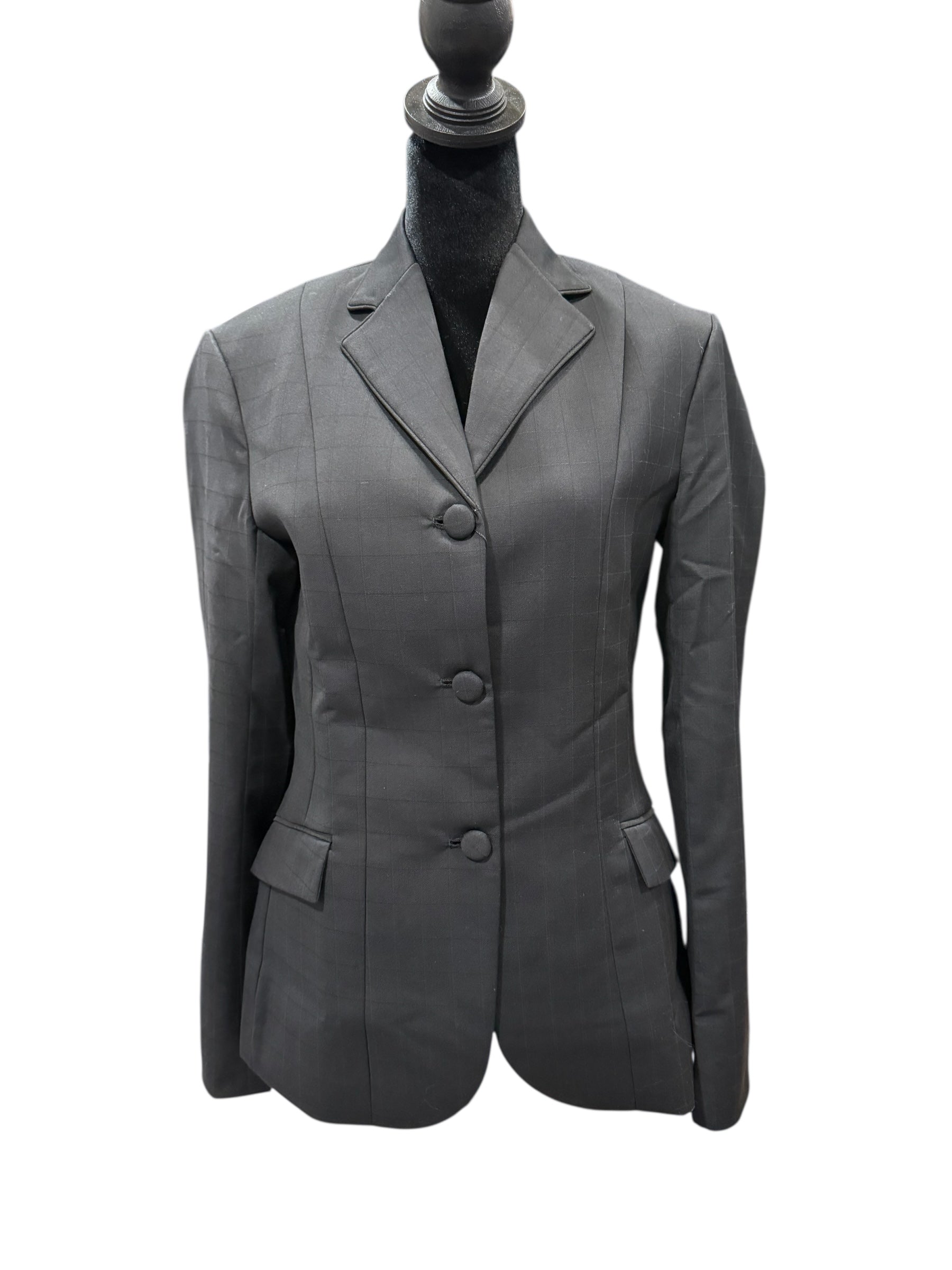 English Show Coat Black Windowpane Fabric Code R148