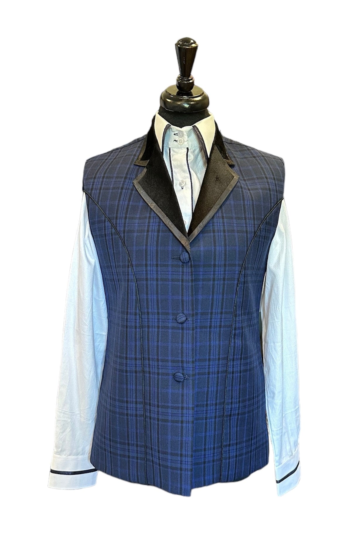 Western Vest Navy, Black and Blue Plaid
