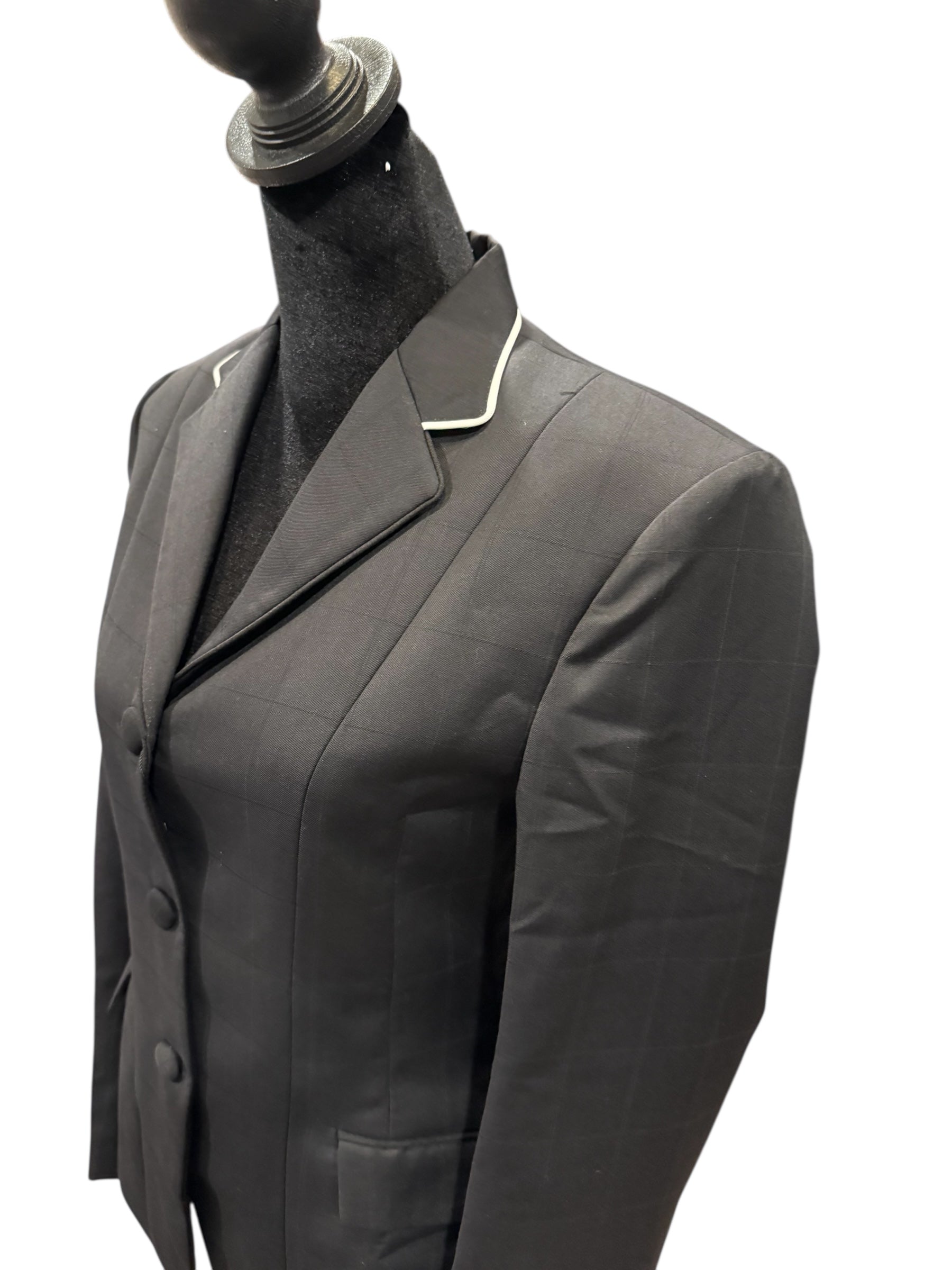 English Show Coat Black Windowpane Fabric Code R147
