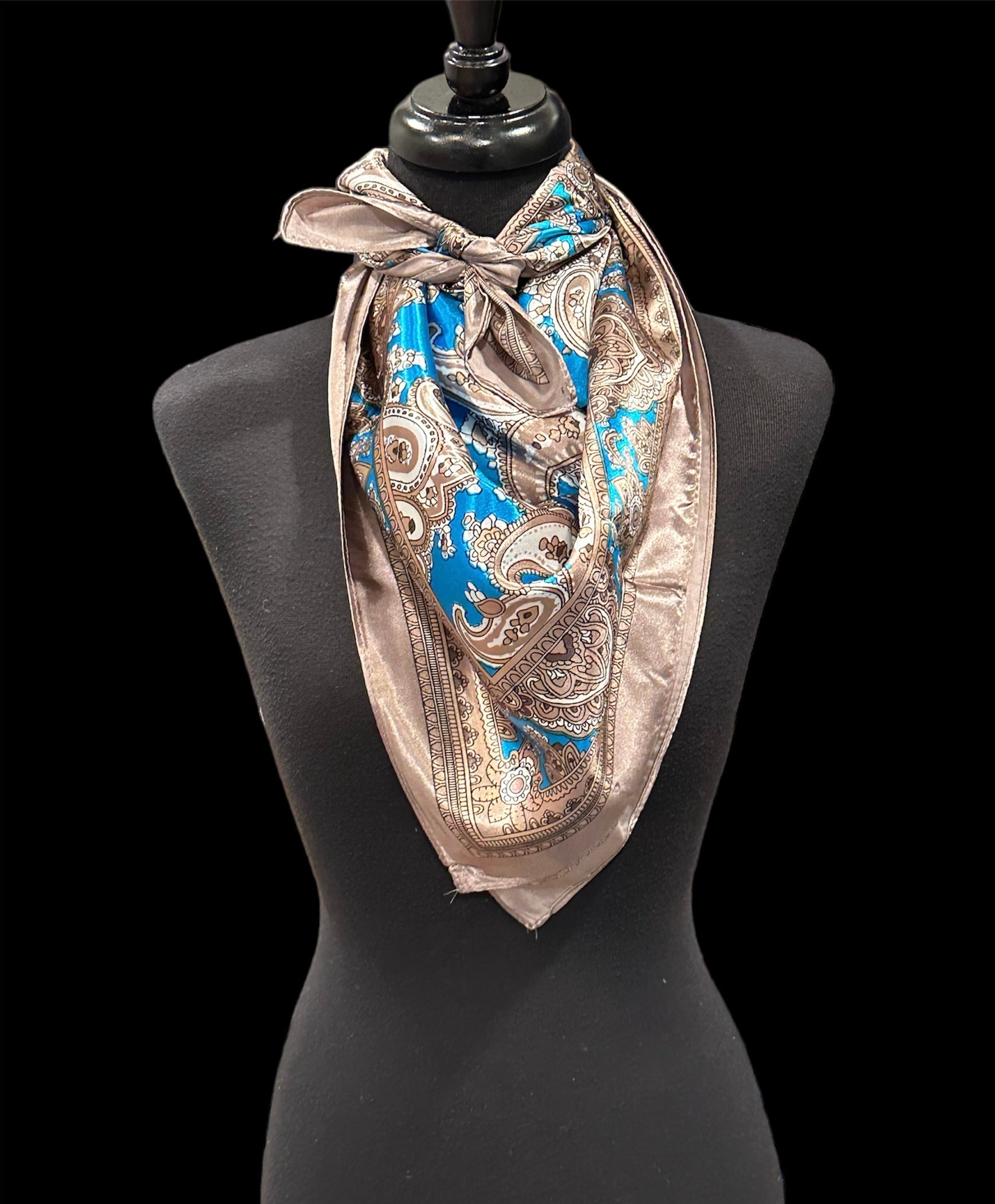Ranch Scarves Tan and Blue Paisley
