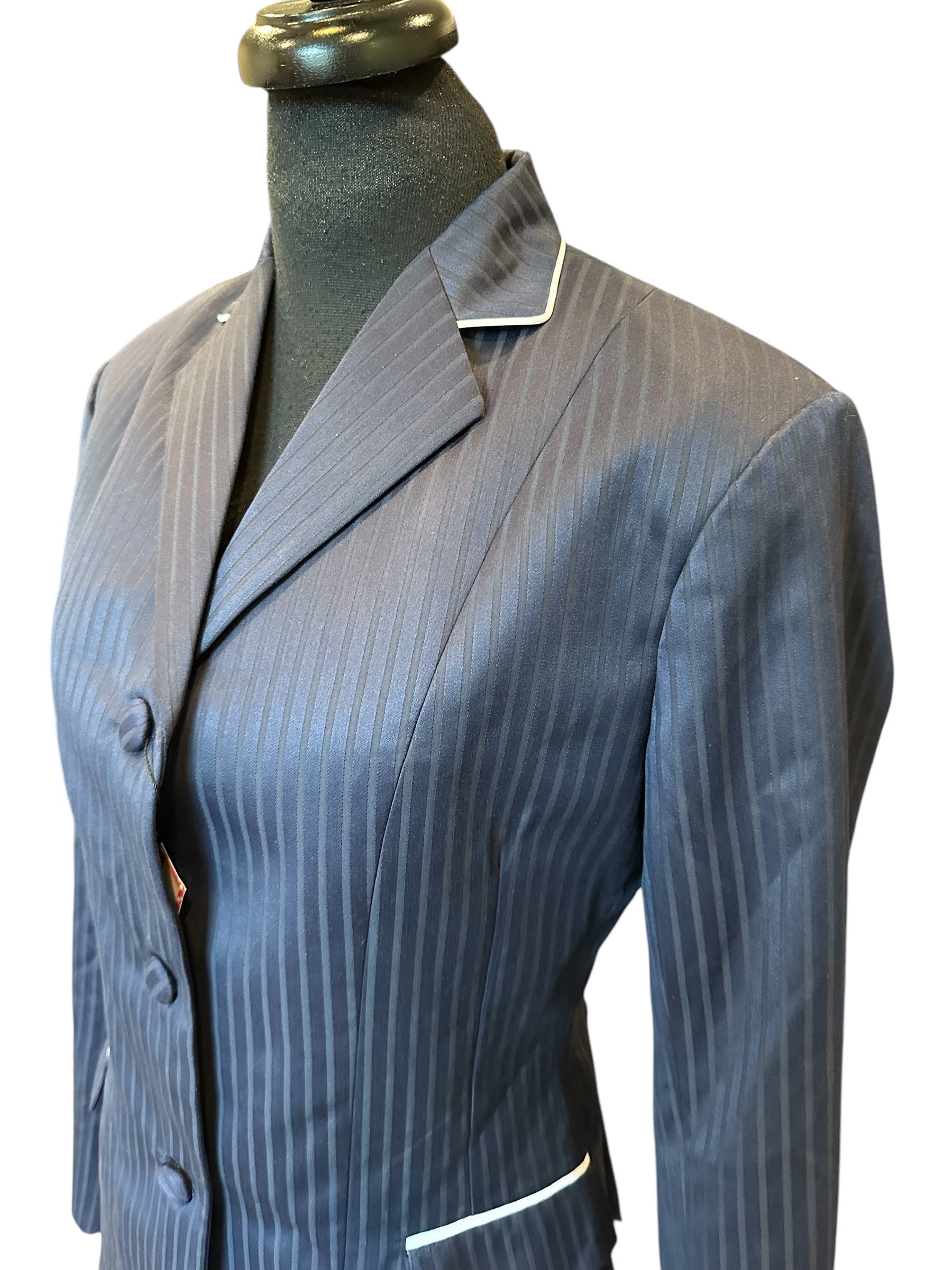 English Show Coat Navy Self Stripe Fabric Code HR-0111