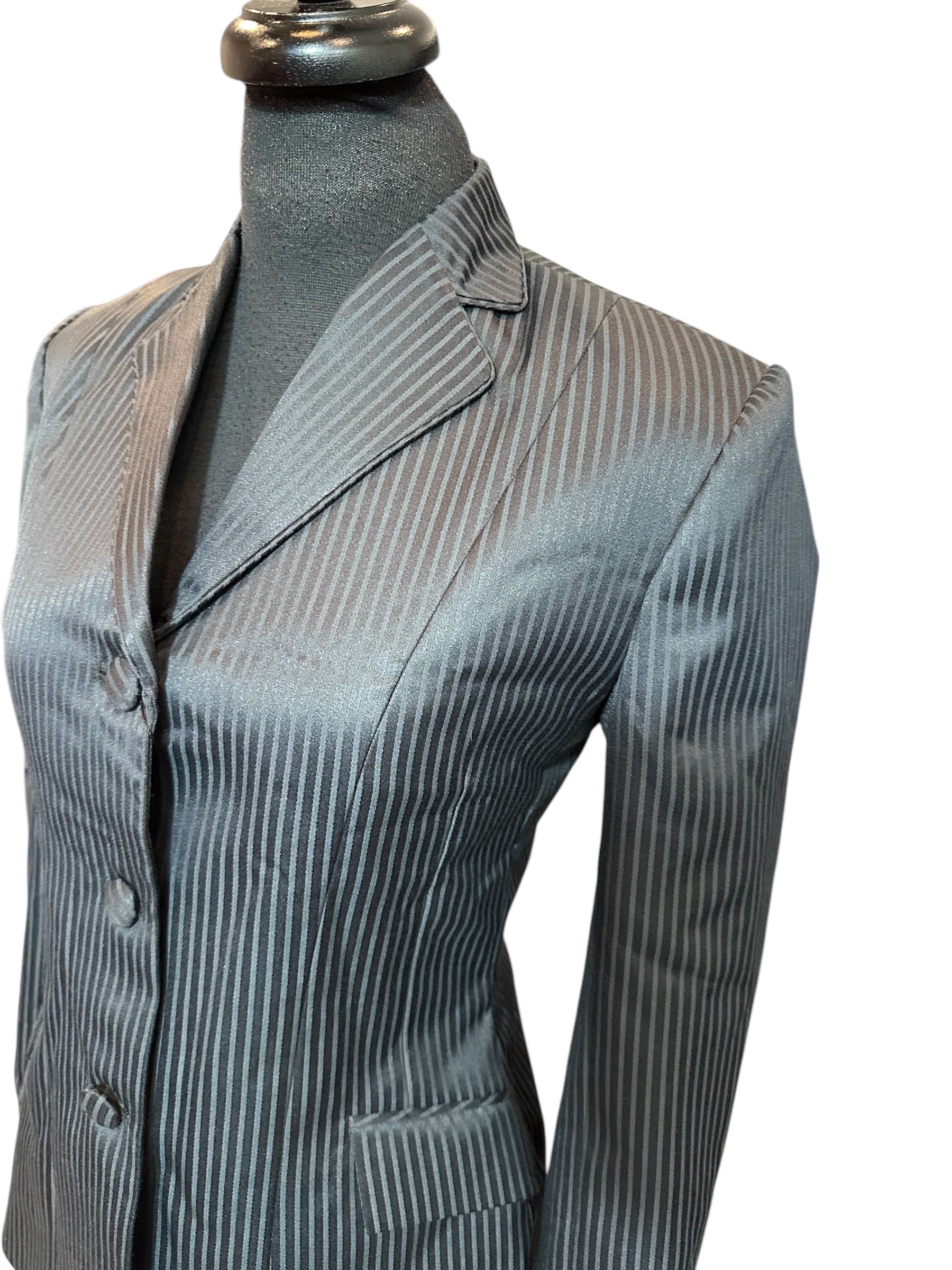 English Show Coat Dark Navy Self Stripe Fabric Code HR-0109