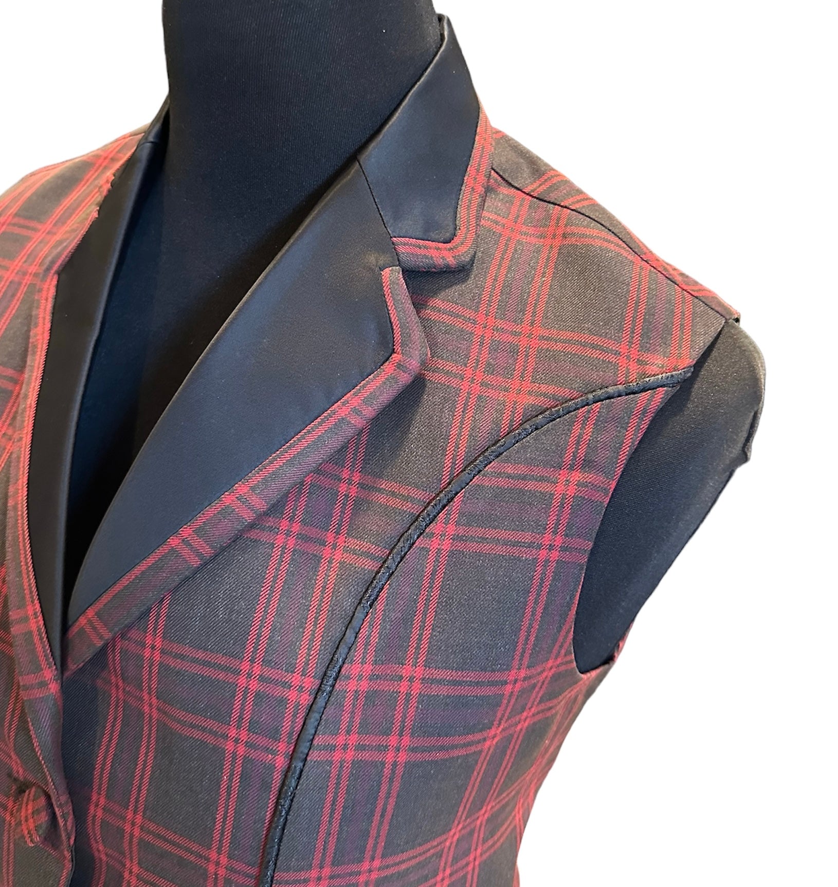 Western Vest Red,Grey and Black Plaid