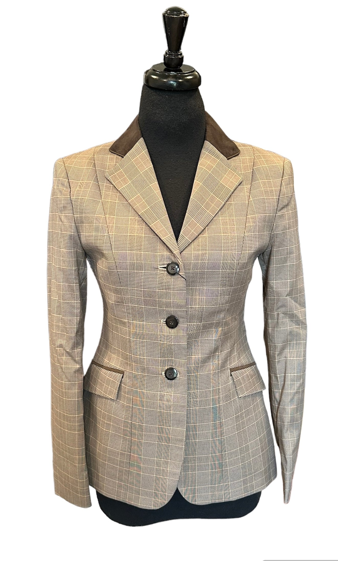 English Show Coat Tan and Brown Glen Plaid Fabric R251