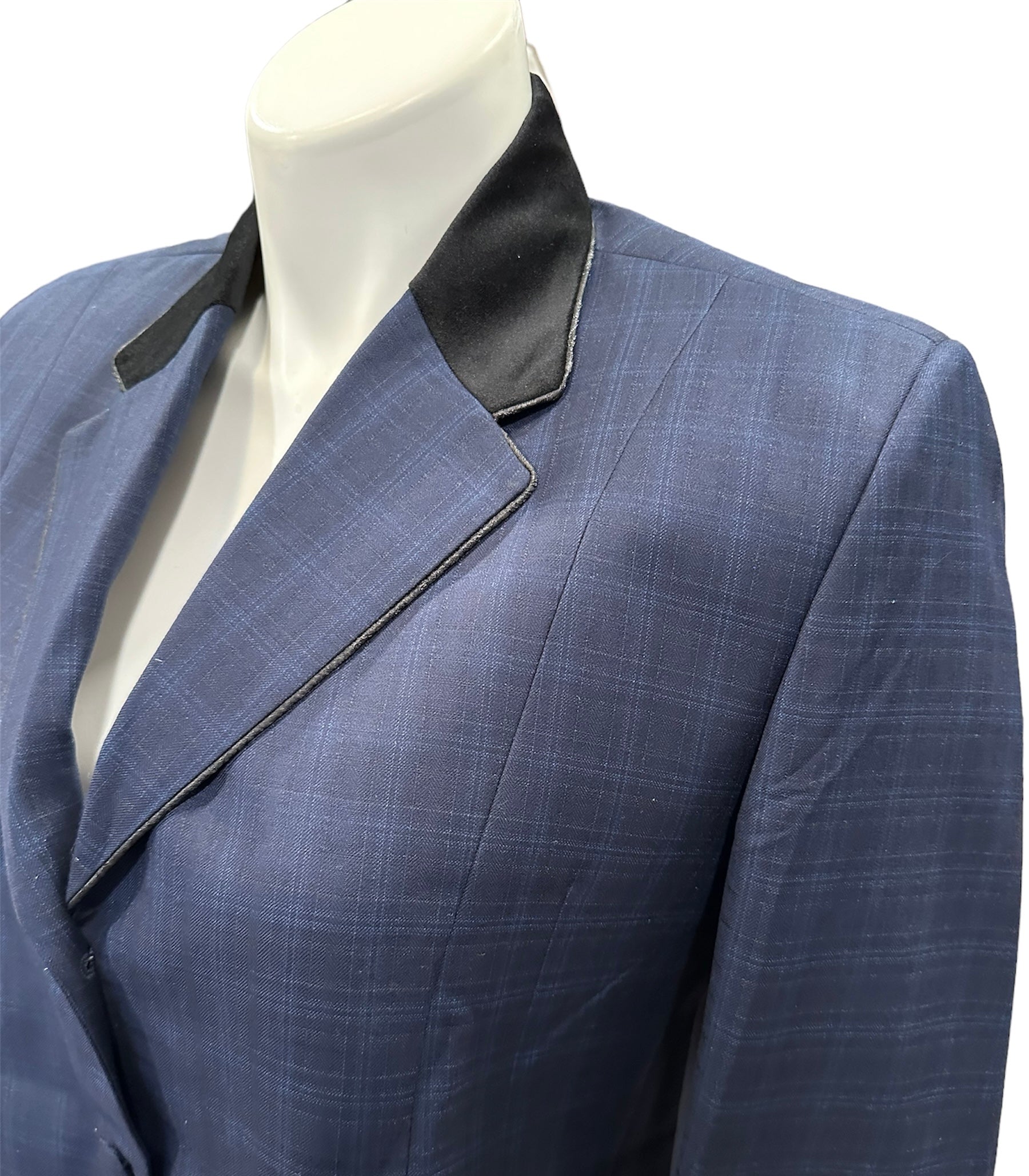 English Show Coat Navy and Black Plaid Plus Size