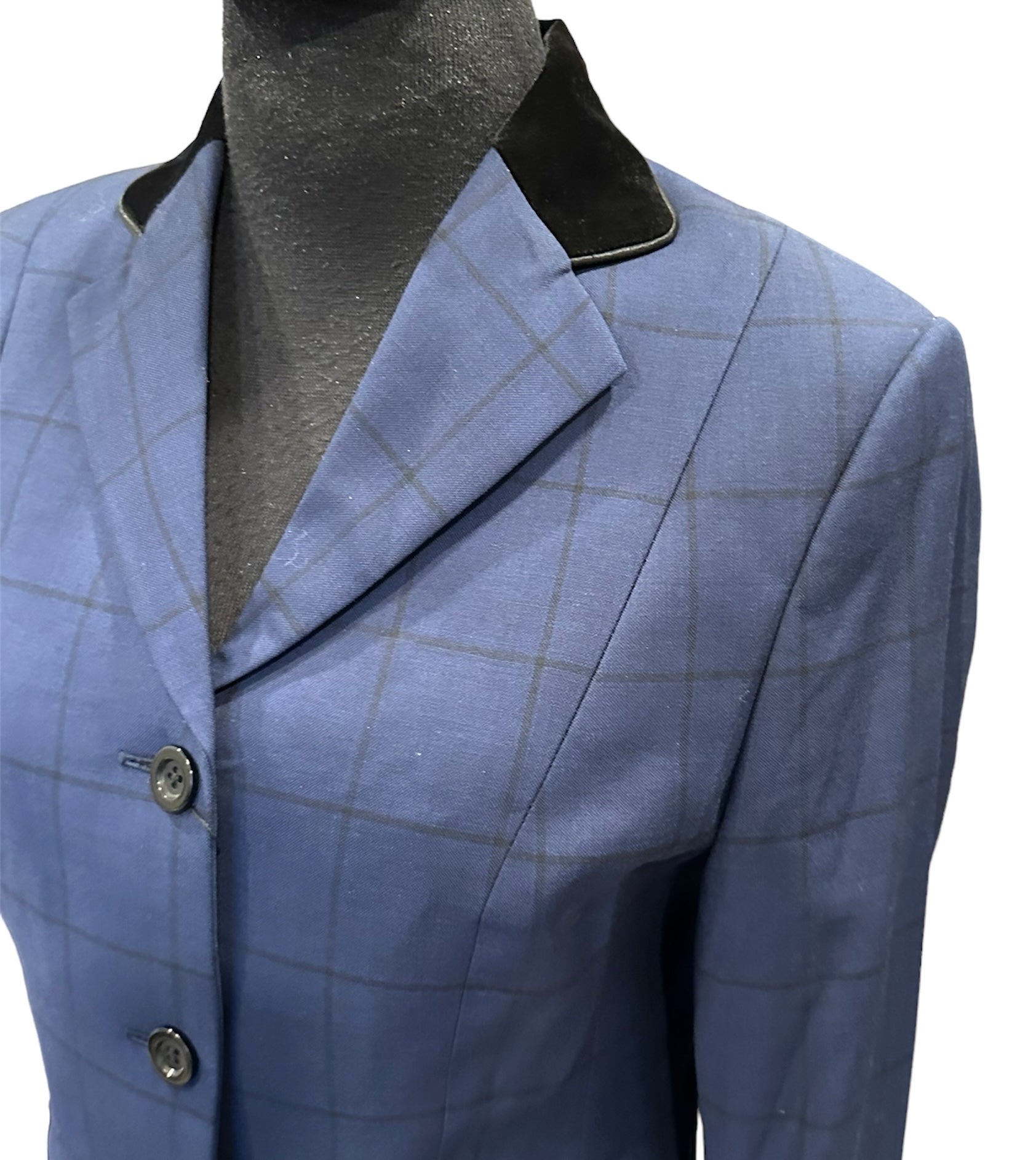 English Show Coat Navy and Black Windowpane Fabric Code CV21134-2