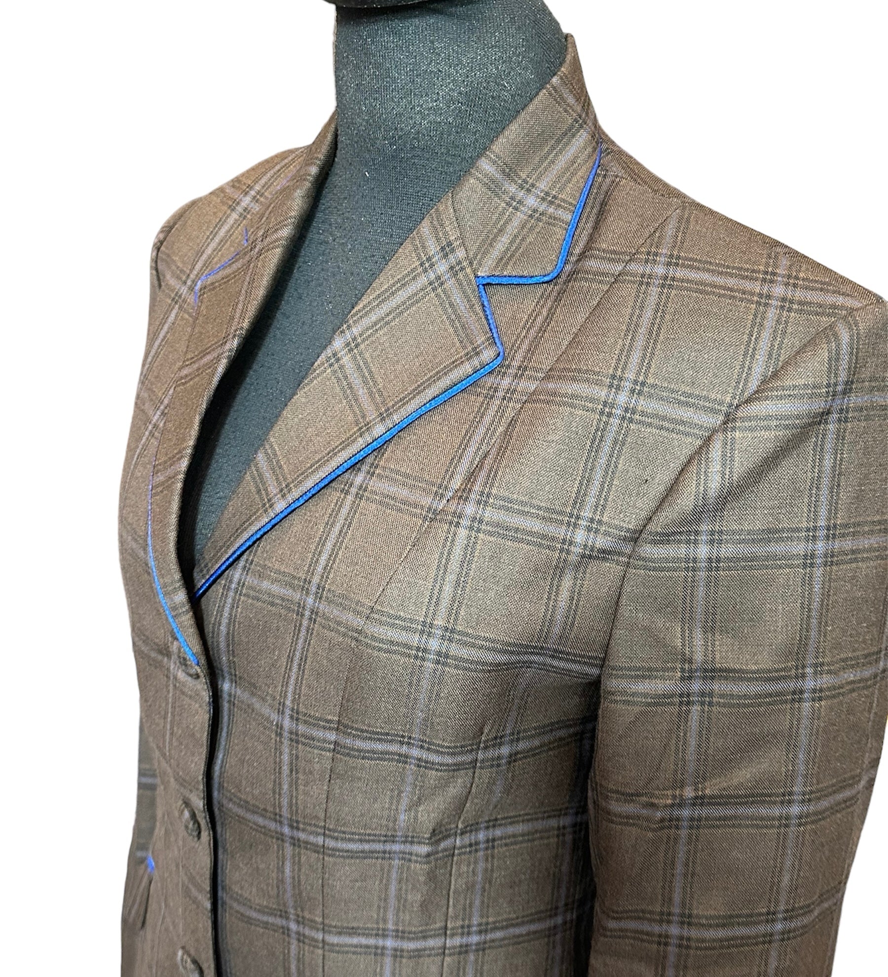 ‼️NEW‼️ English Show Coat Brown and Blue Plaid Fabric Code T31 ONE ONLY