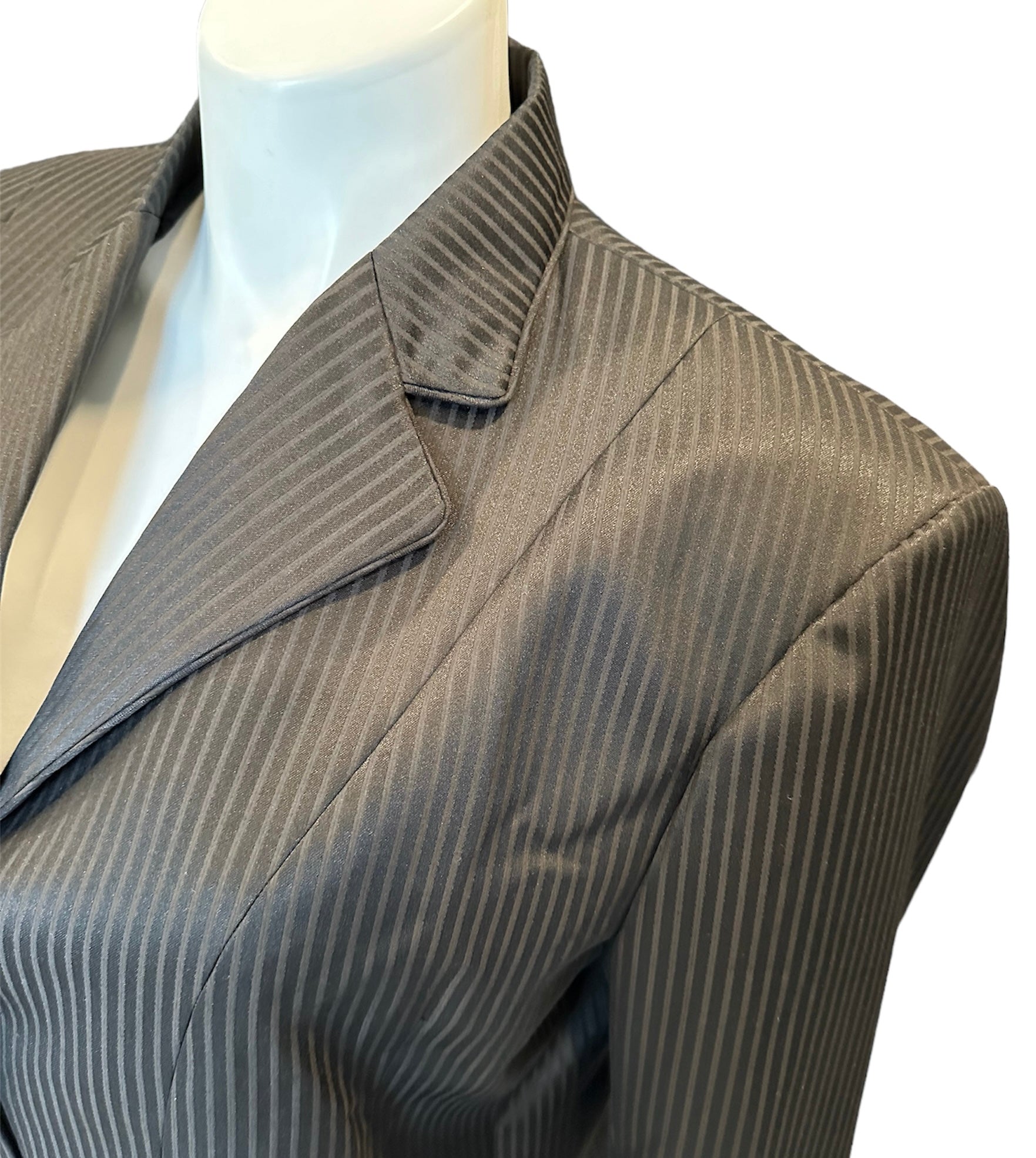 English Show Coat Black Self Stripe Fabric Code HR-0110