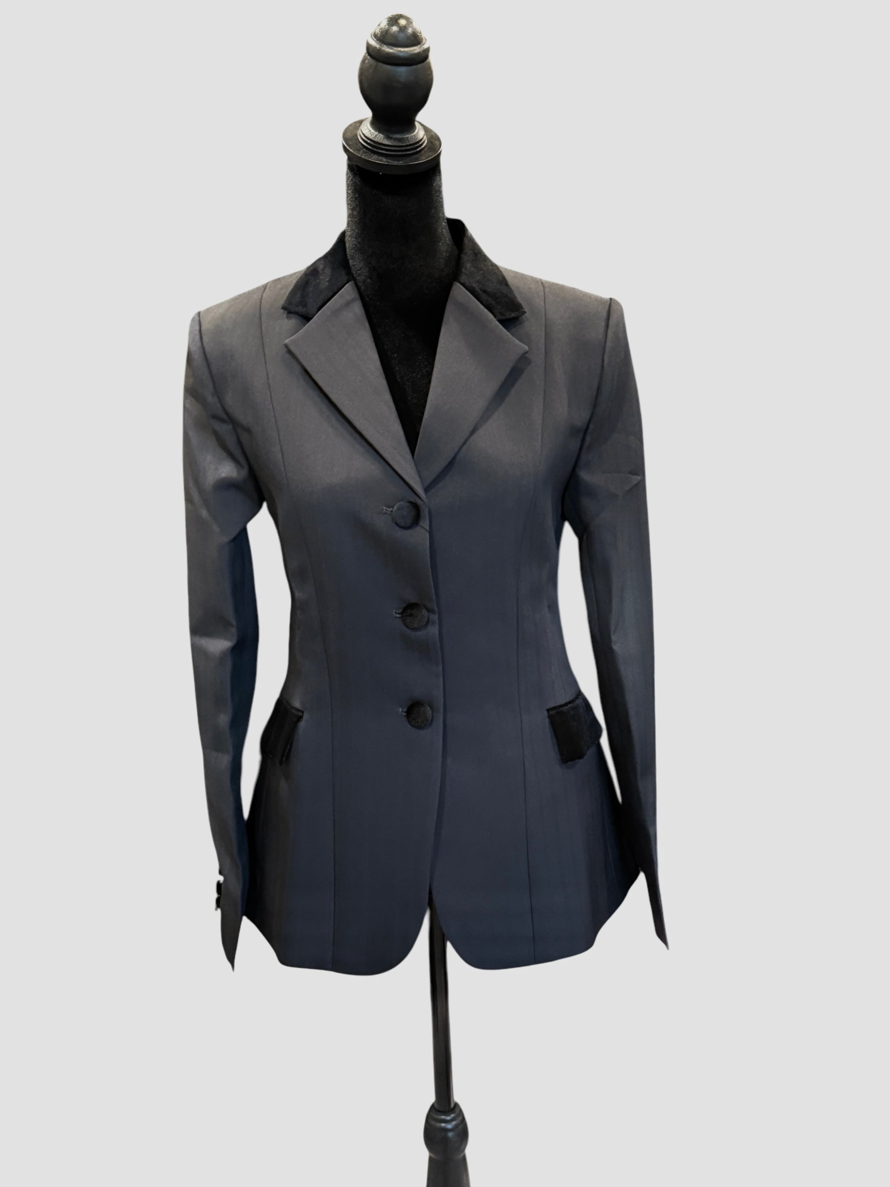 English Show Coat Black Self Stripe Fabric Code T68