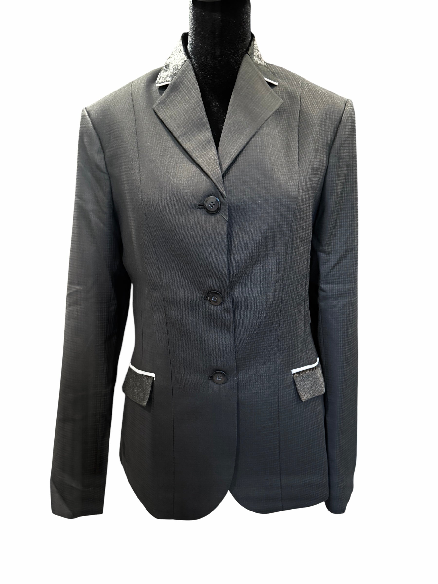 🔺NEW🔺English Show Coat Black Self Print “HIDDEN ZIPPER” Fabric Code T69