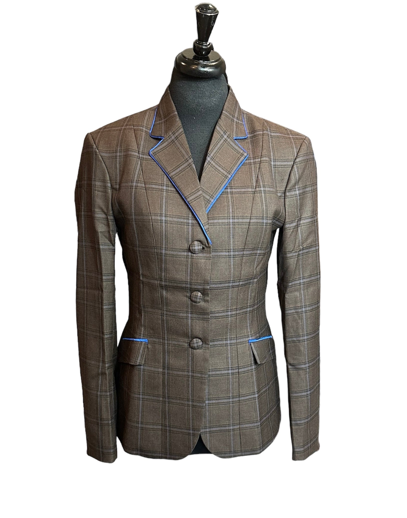 ‼️NEW‼️ English Show Coat Brown and Blue Plaid Fabric Code T31 ONE ONLY